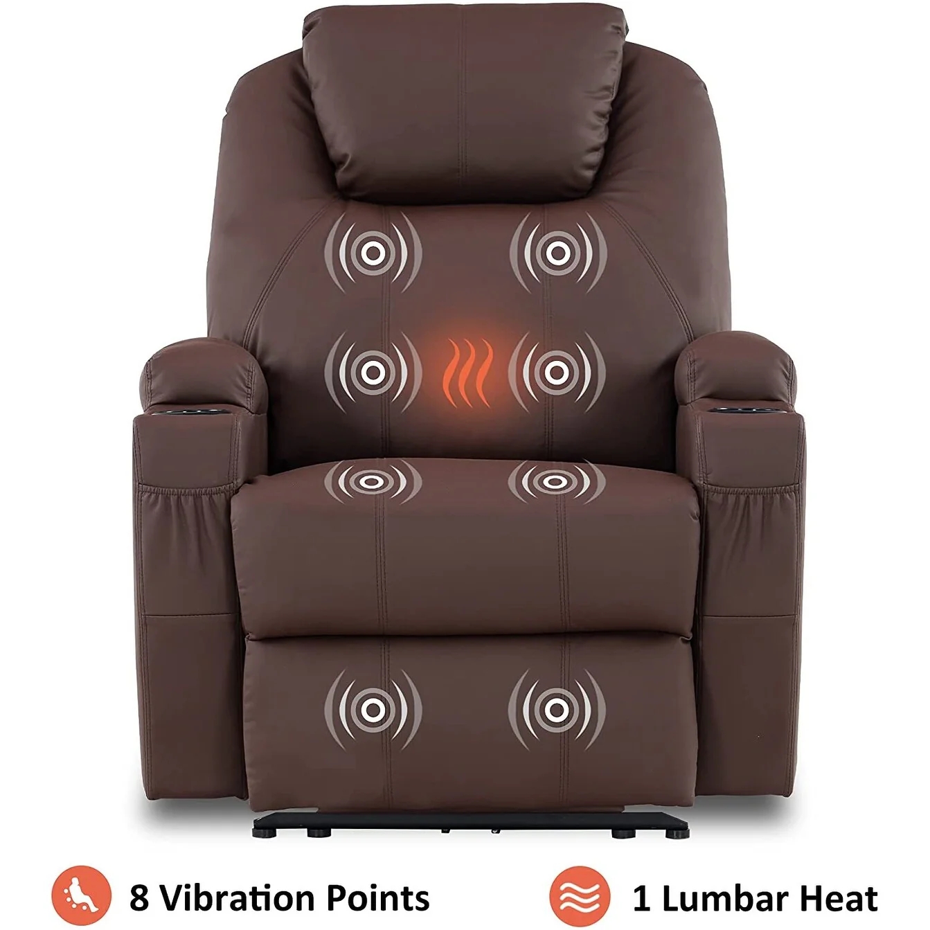 Mcombo Electric Power Recliner Chair with Massage and Heat, Faux Leather 7050