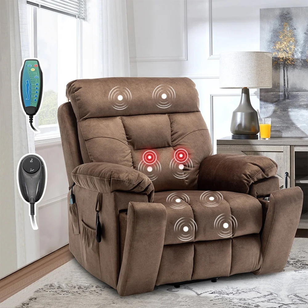 Large Electric Massage Lift Recliner with Heat, Hidden Cup Holder