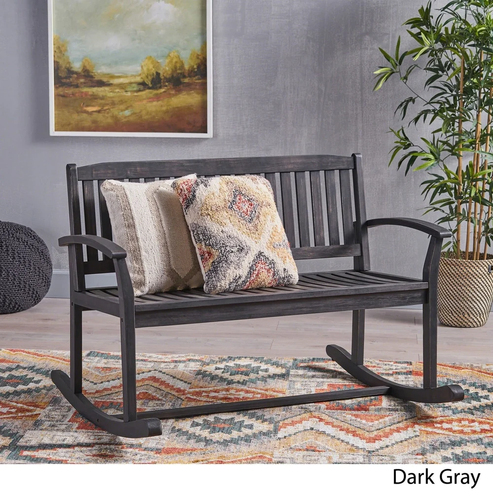 Amina Acacia Wood Patio Glider by Christopher Knight Home