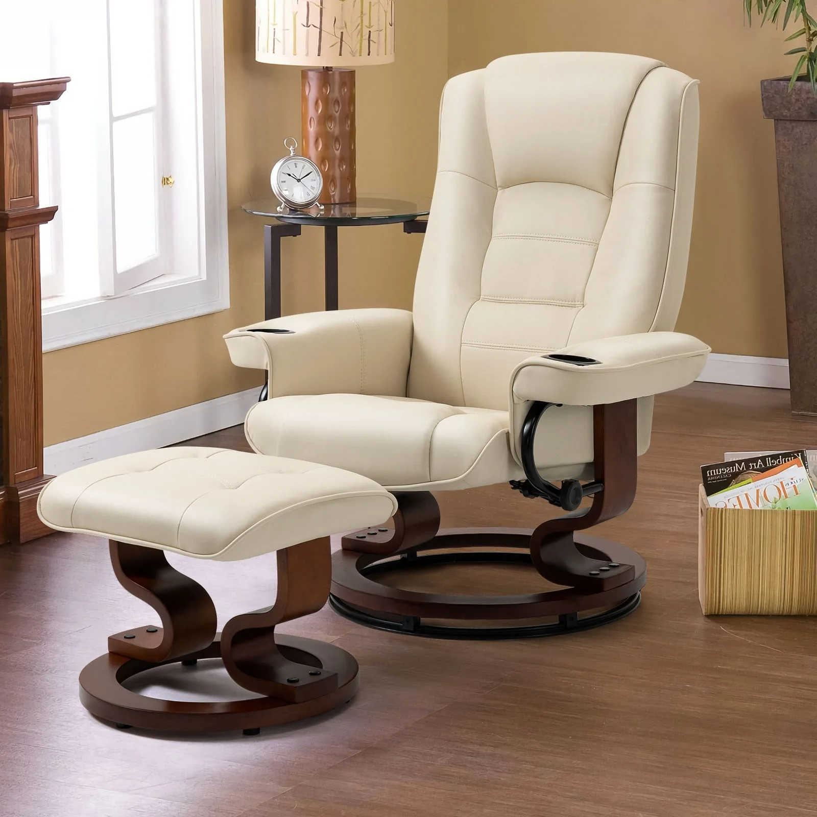 AVAWING Recliner Chair with Ottoman Vibration Massage Swivel