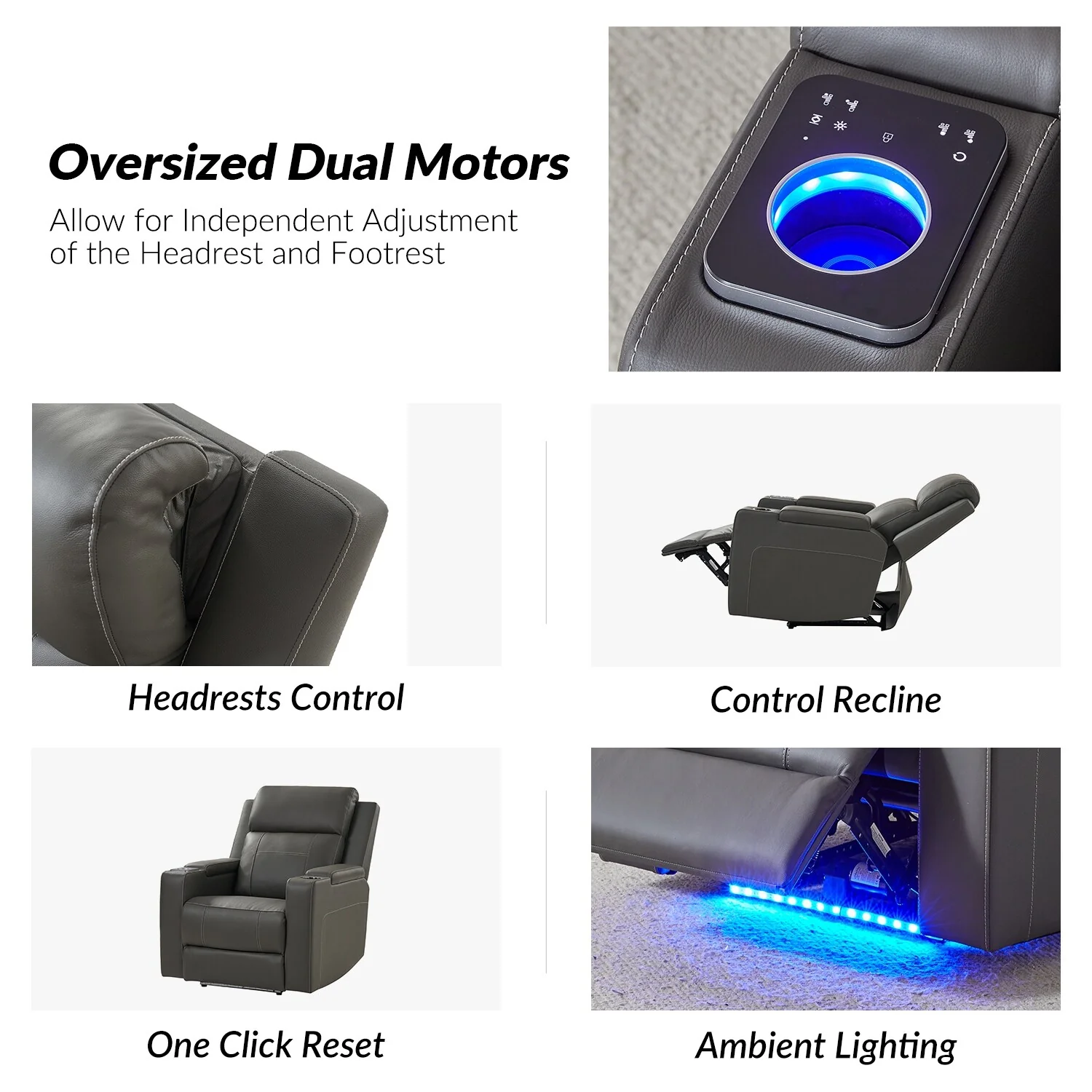 Laura 35.04 Wide Genuine Leather Power Recliner with Adjustable Headrests by HULALA HOME