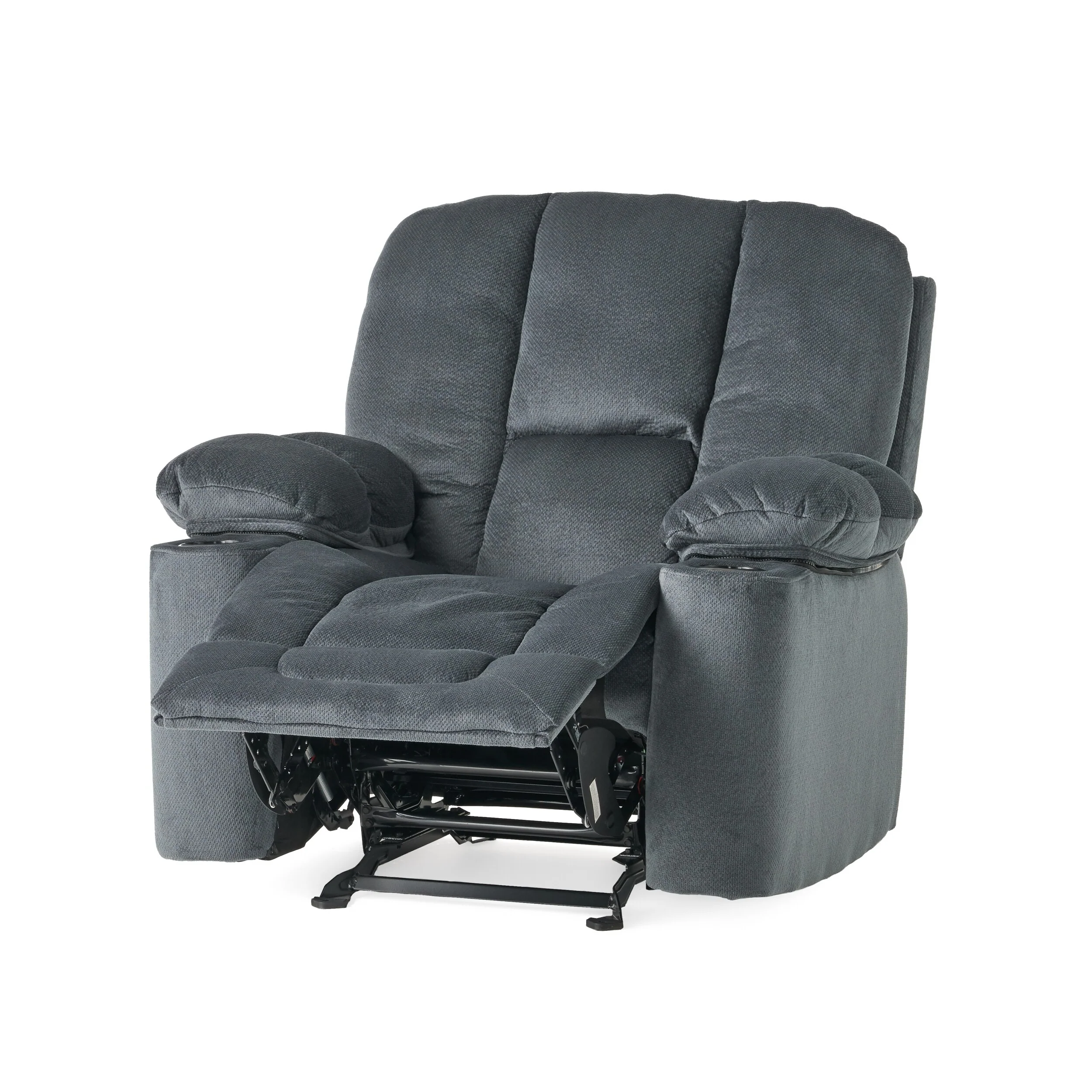 Roomfitters Luxurious Manual Recliner Chair in Chocolate with Skin-Friendly Fabric and Dual Cup Holders