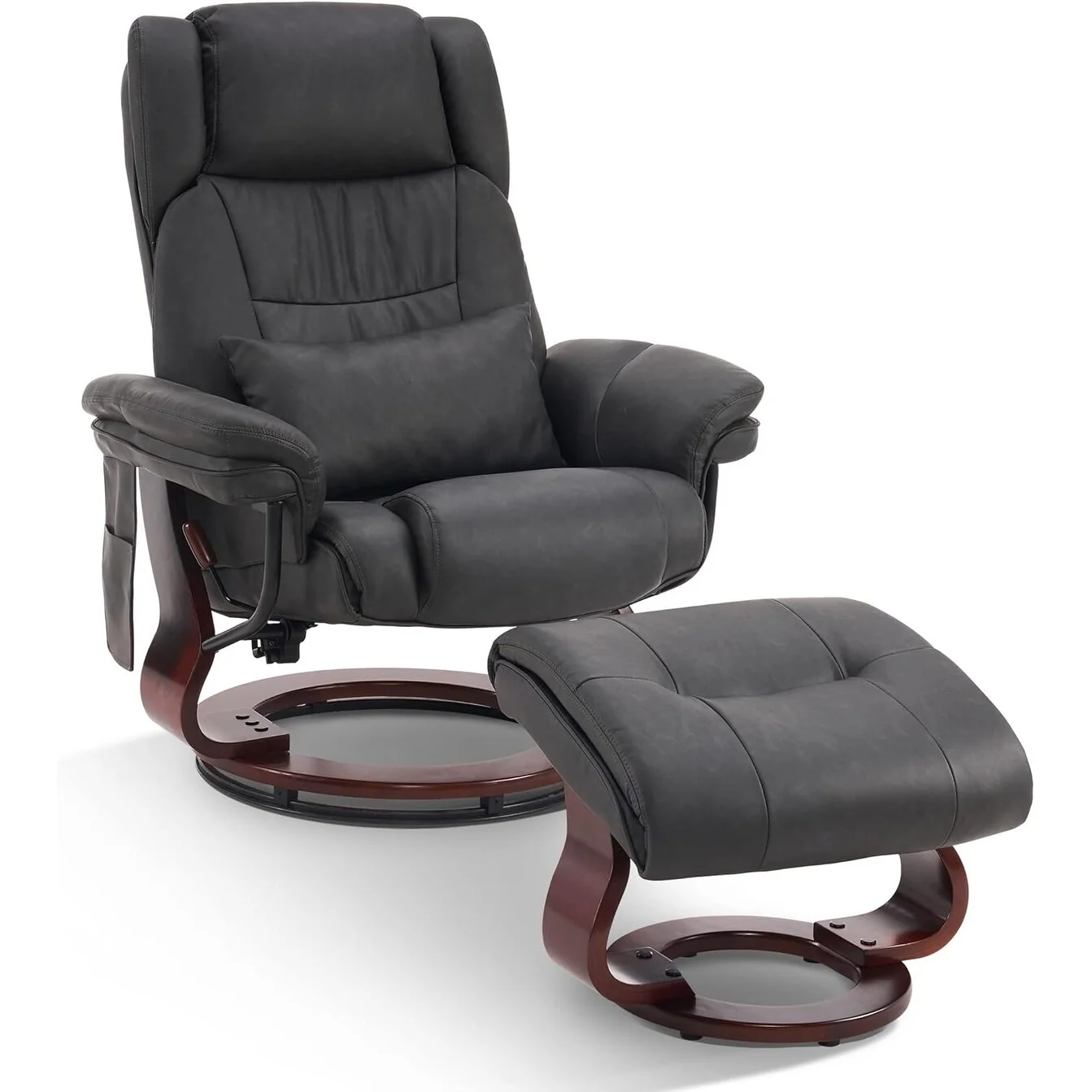 MCombo Swivel Recliners with Ottoman, Vibration Massage TV Chairs with Side Pocket
