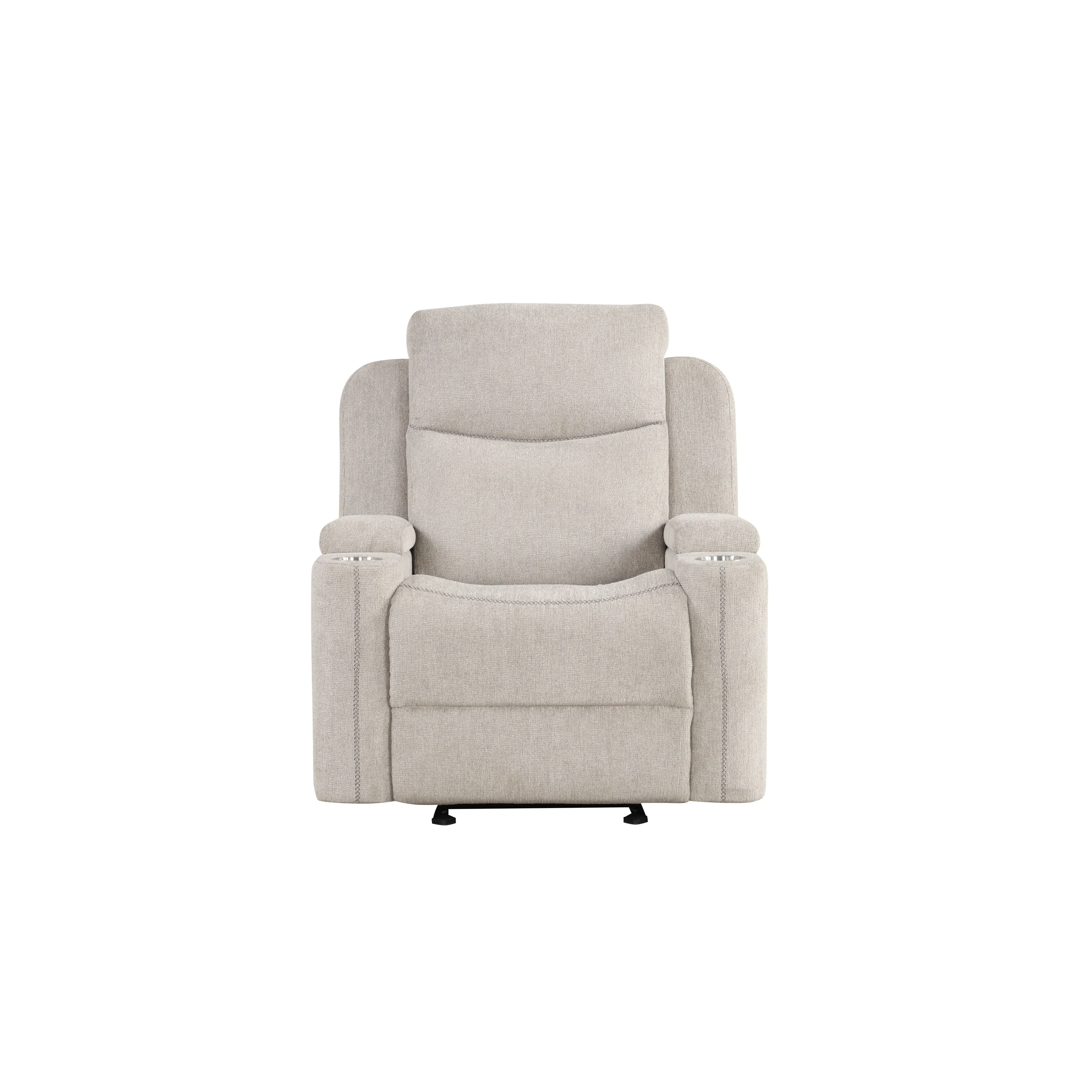 Light Gray Chenille Motion Glider Recliner