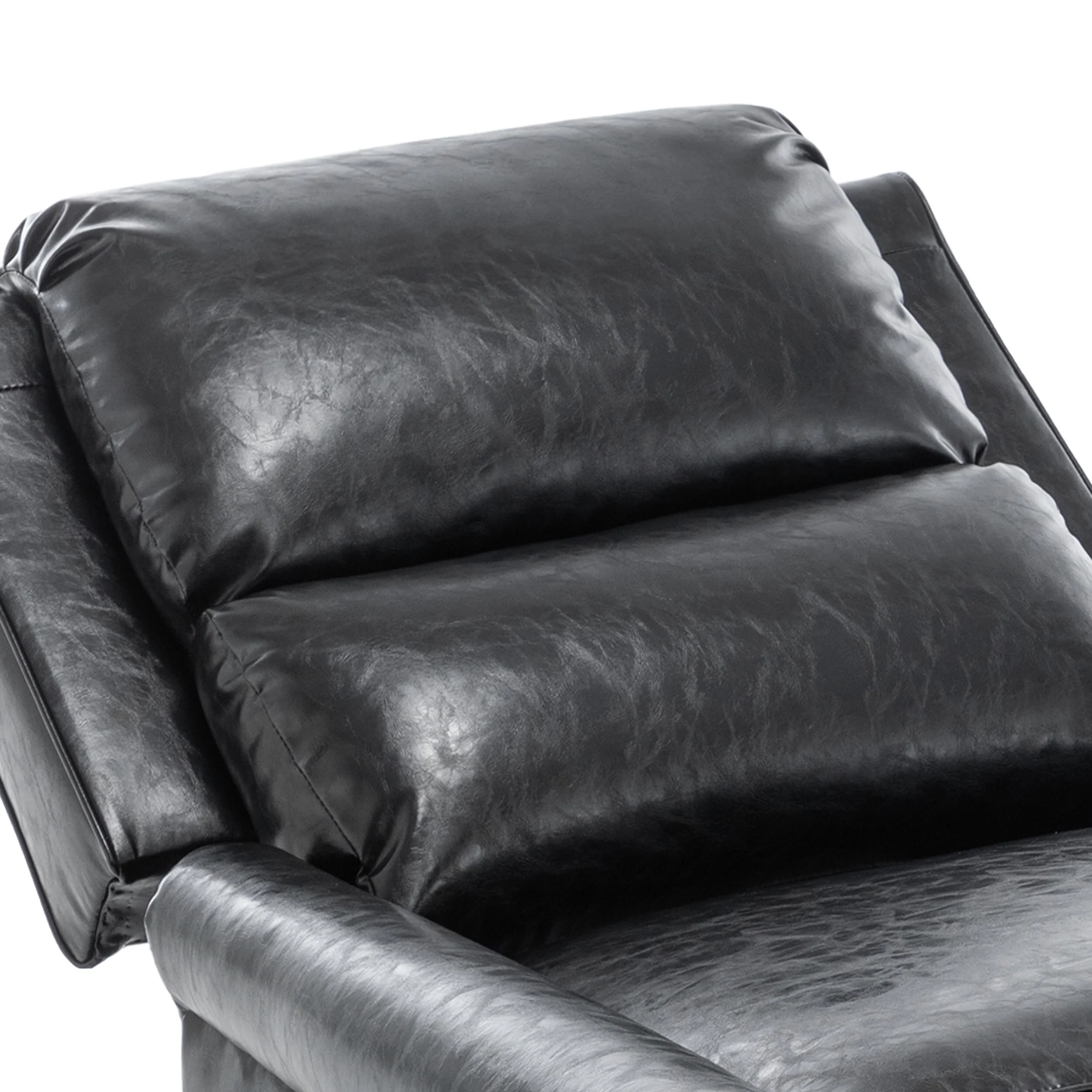 Mid-Century Nailhead Pu Leather Linen Recliner