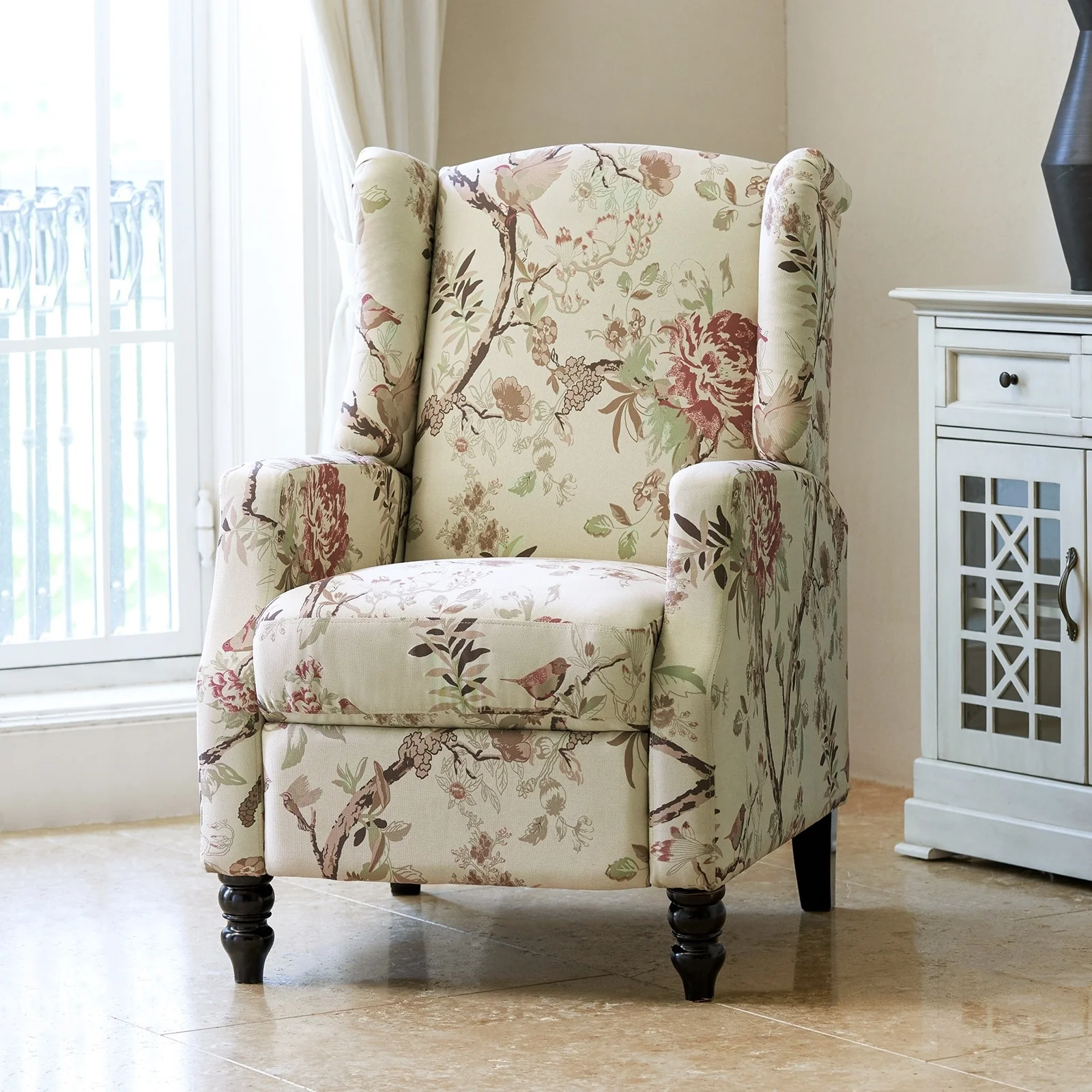 Damaris Mid-Century Modern Manual Pushback Recliner with Wingback Design by HULALA HOME