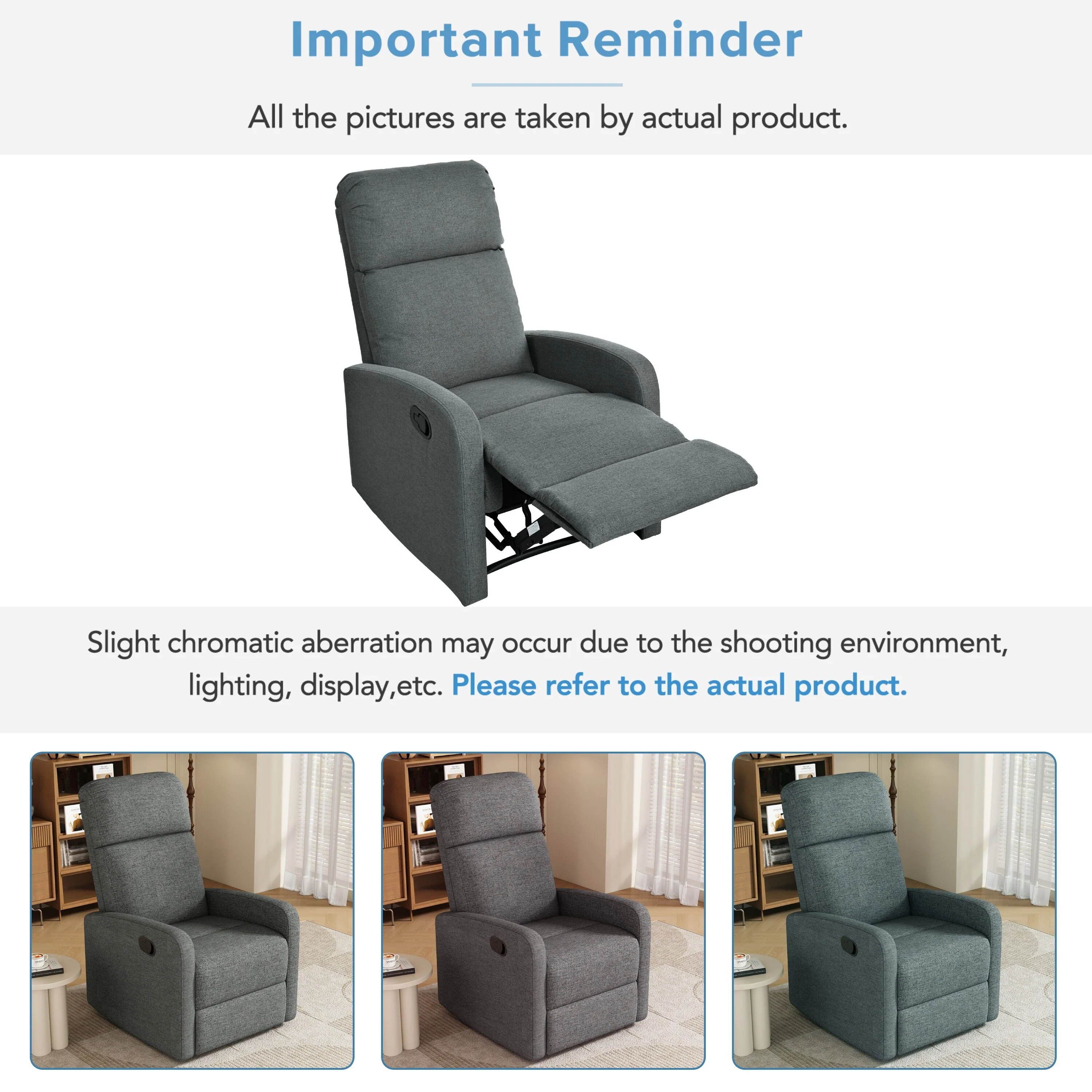 Home Theater Manual Recliner Chair with Adjustable Backrest
