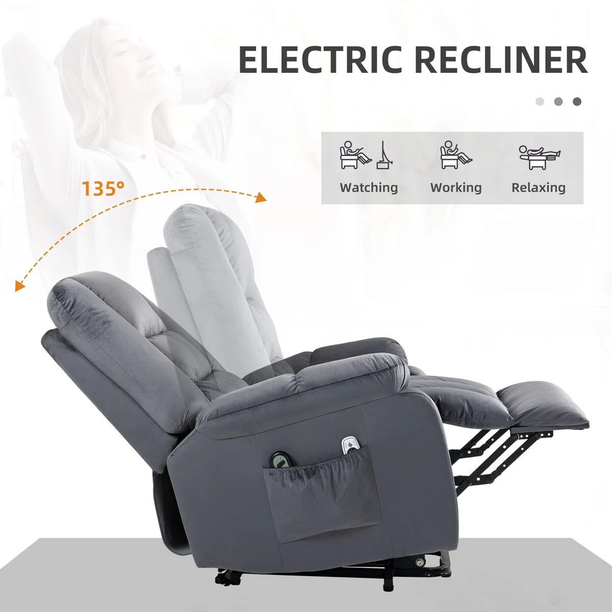 HOMCOM Power Lift Recliner Chair, Ergonomic Massage Chair with 4 Positions and Heating