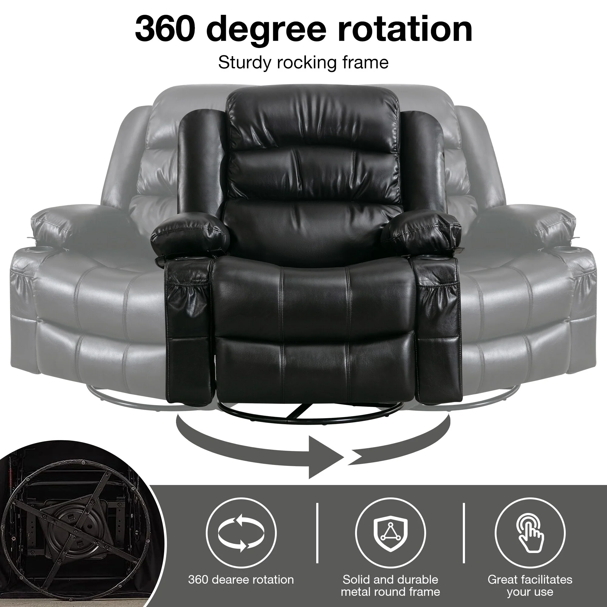 Massage Swivel Rocker Recliner Chair with Vibration Massage