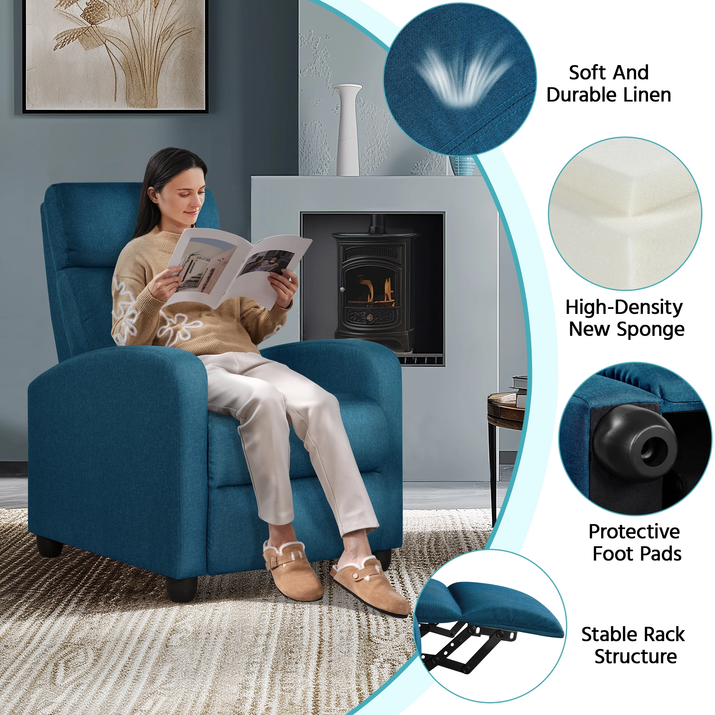 Yaheetech Modern Fabric Recliner Chair
