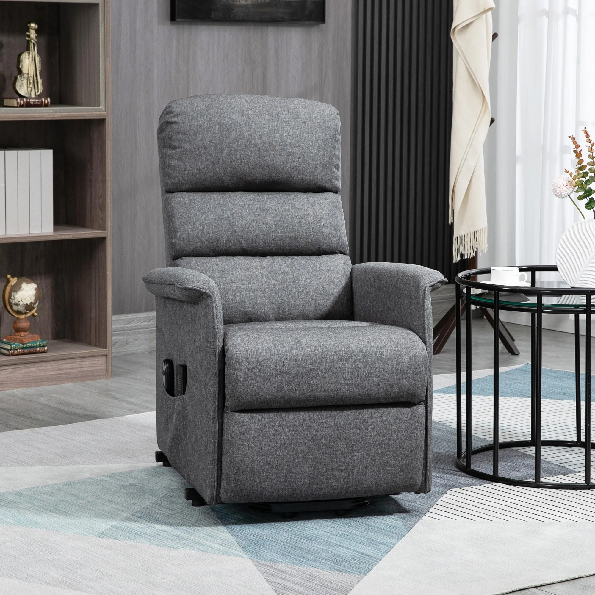 Grey Power Lift Recliner with Massage, Remote & Adjustable Footrest