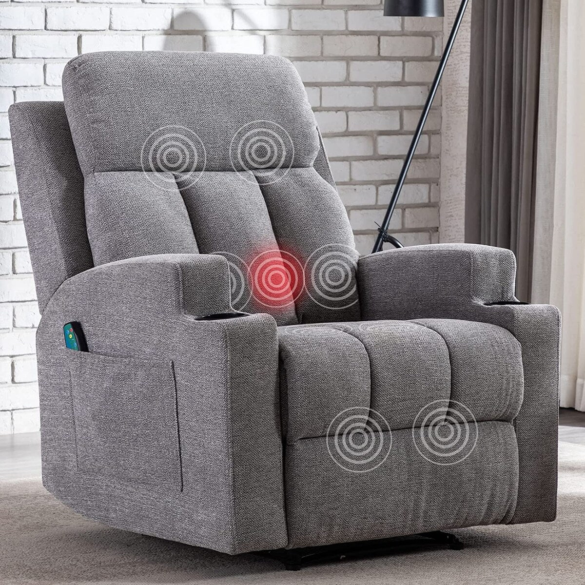 Massage Recliner and Manual Singles Sofa with Remote control