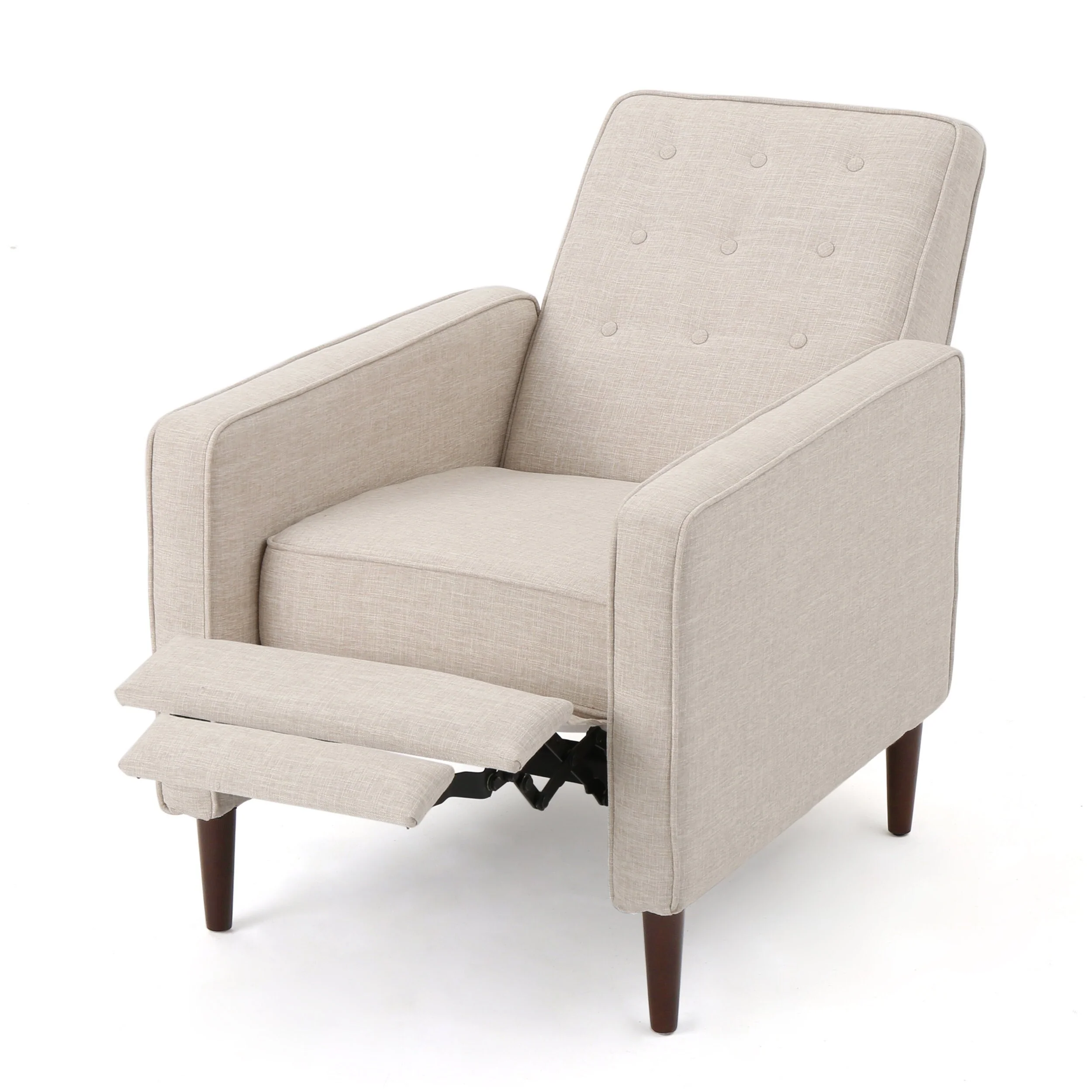 Mervynn Mid-Century Modern Button Tufted Fabric Recliner by Christopher Knight Home