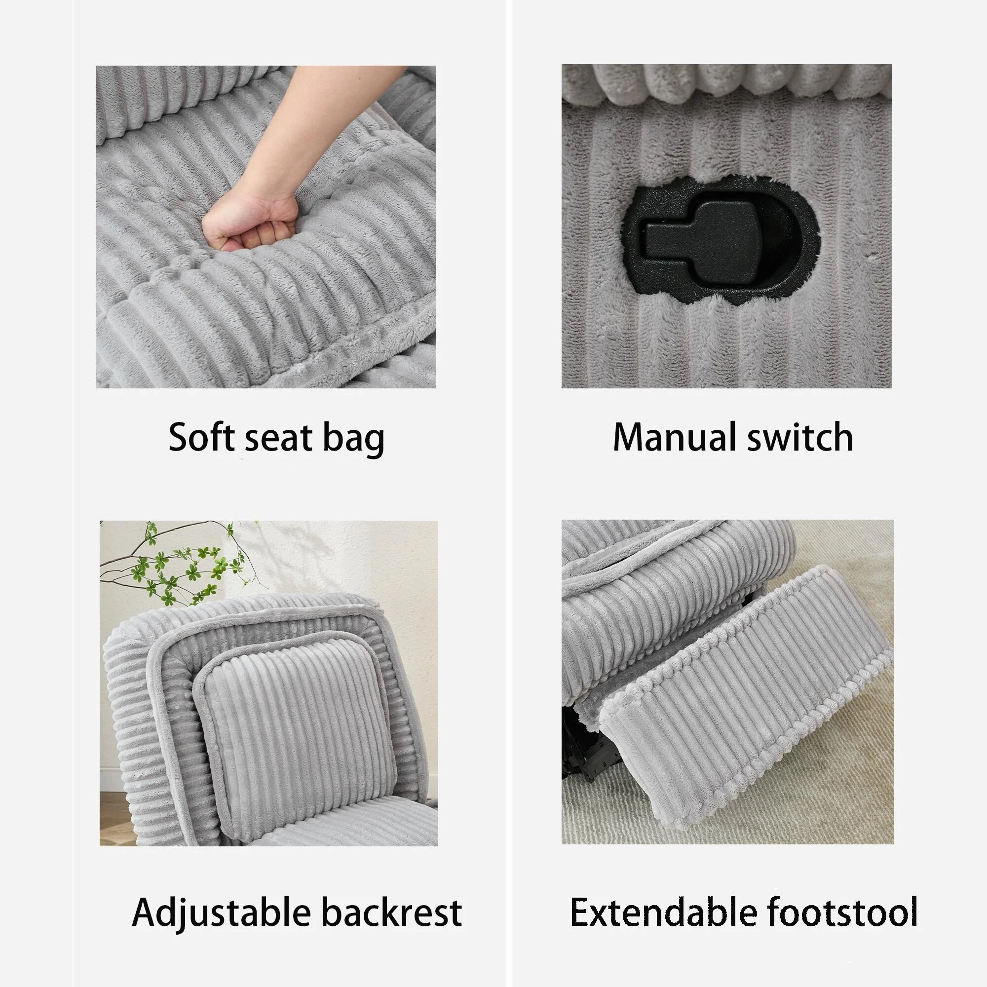 360�� Swivel Rocking Single Sofa,Recliner Sofa, Manual Glider Rocking Armless Chair,Living Room Office