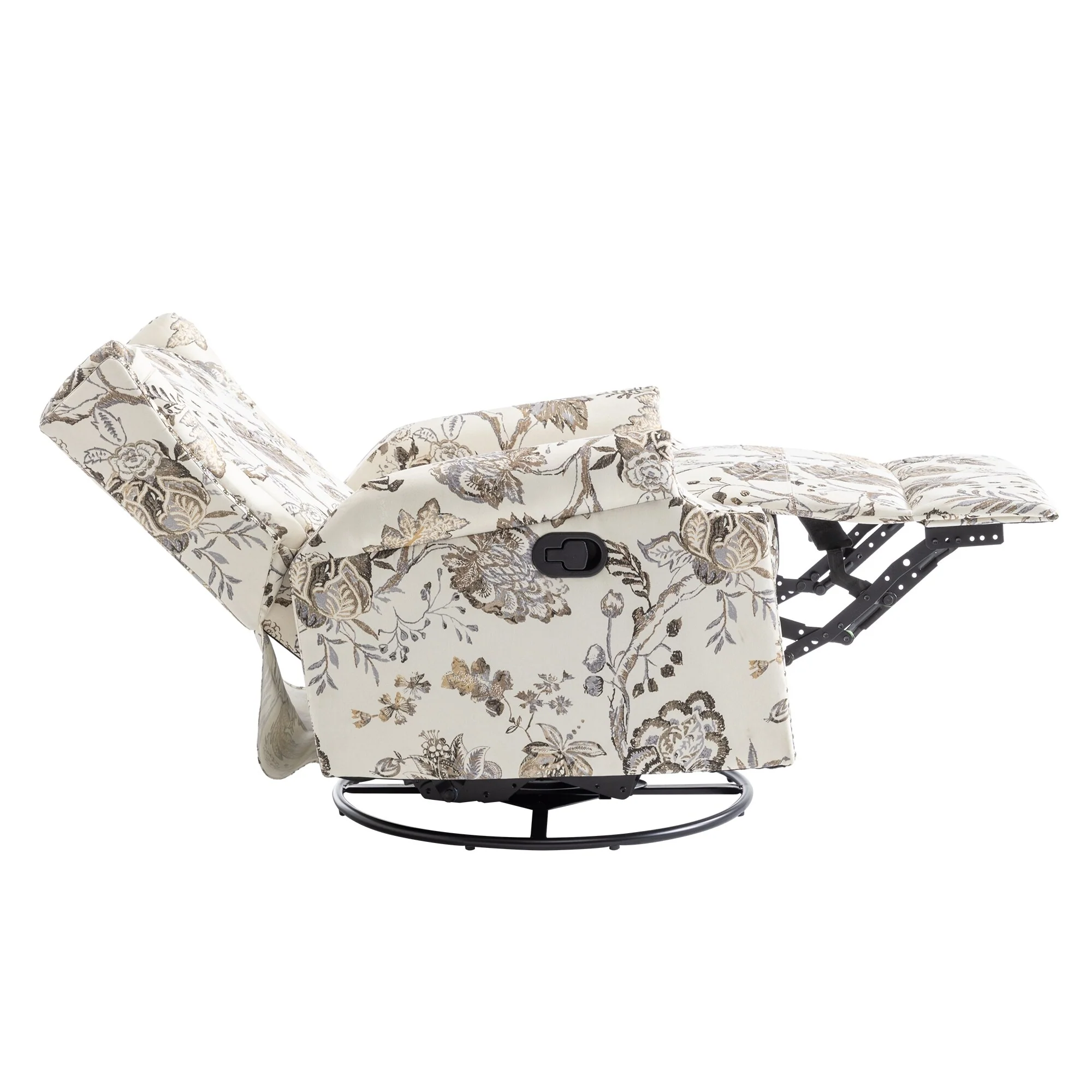 Linen Manual Swivel Base Recliner Chair with Footrest