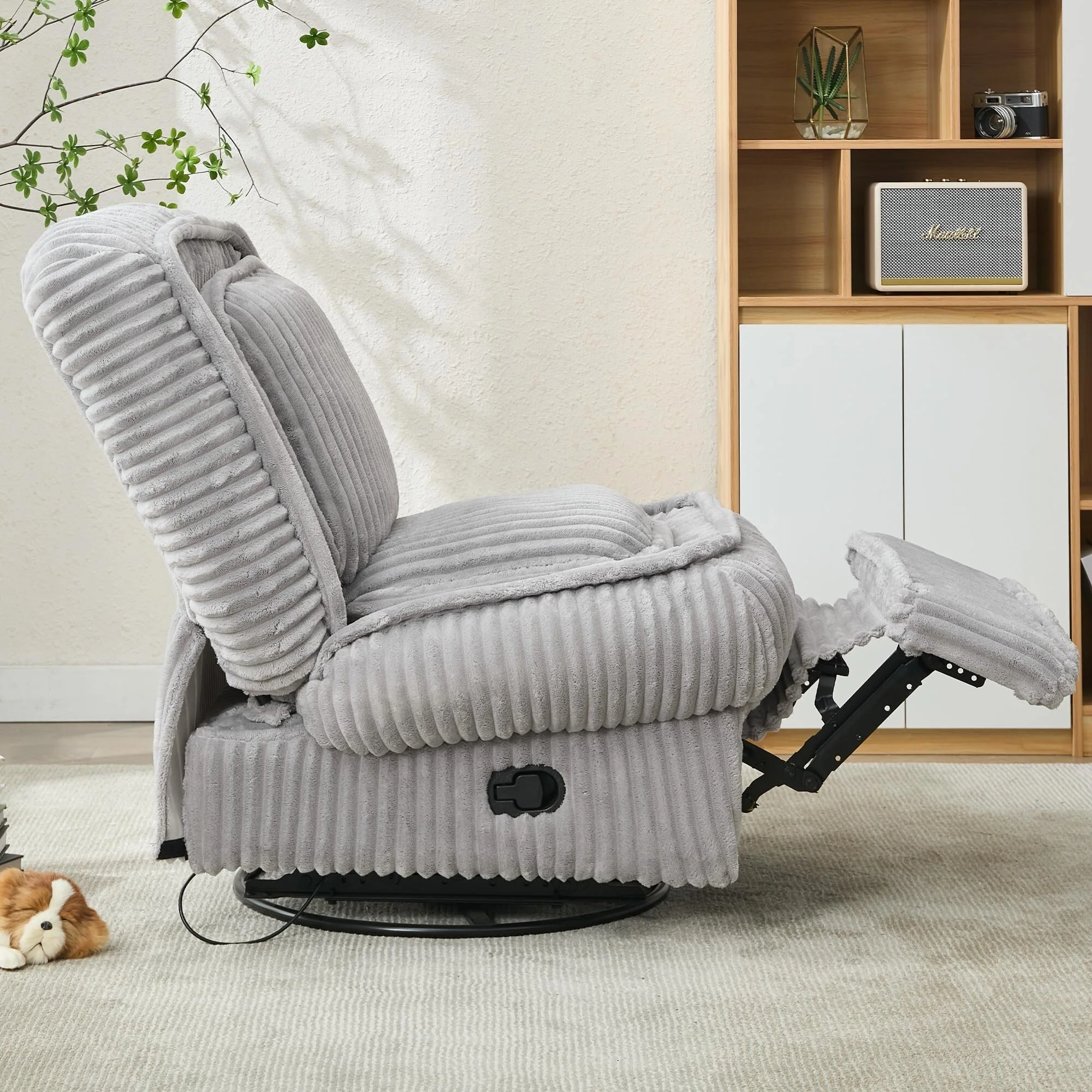 360�� Swivel Rocking Single Sofa,Recliner Sofa, Manual Glider Rocking Armless Chair,Living Room Office