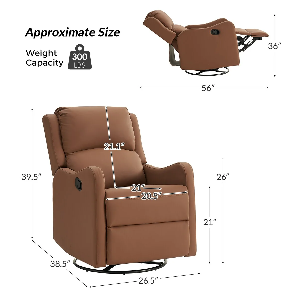 Pablo Traditional 360-Degree Swivel rocker Recliner by HULALA HOME