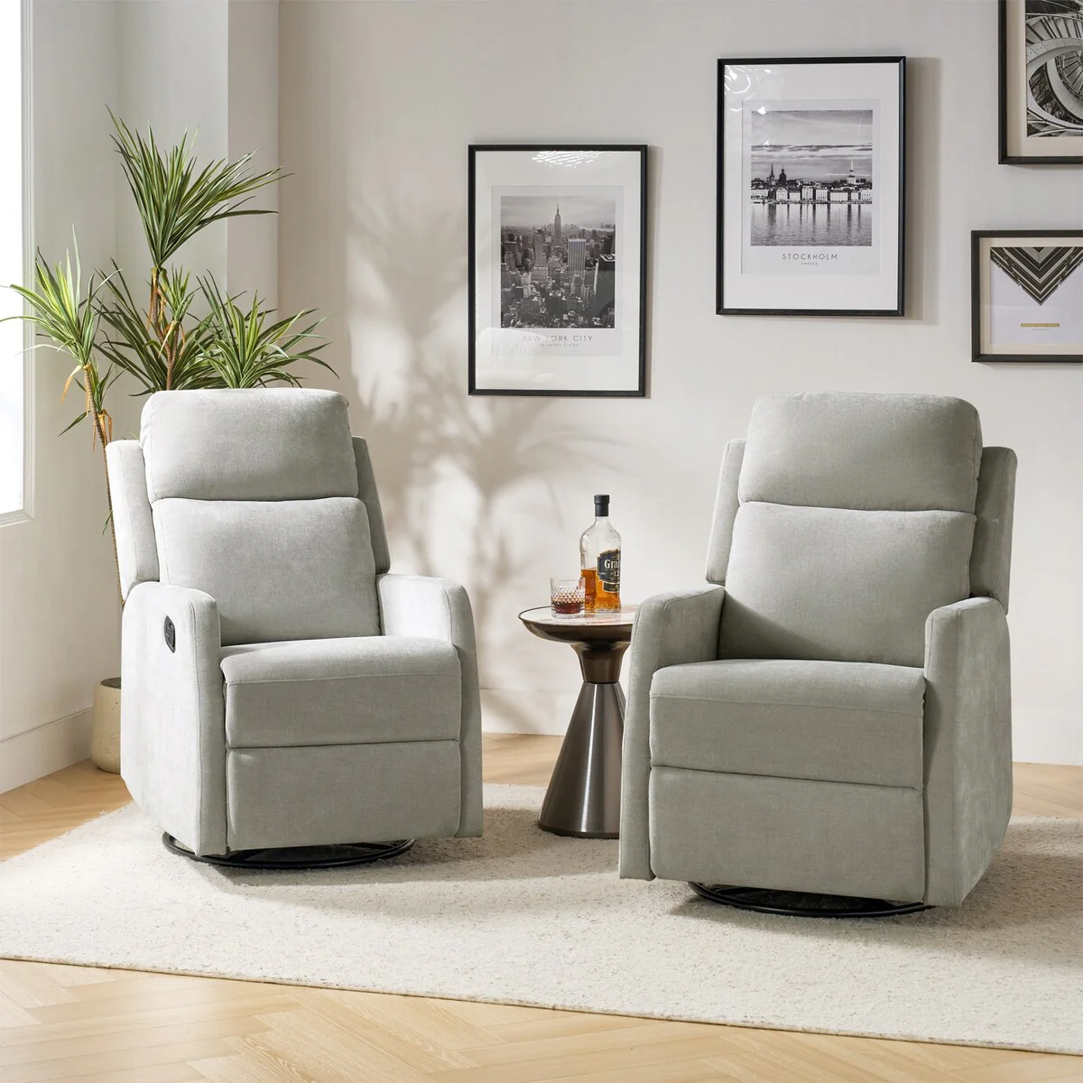 Julian Modern Swivel Rocker Manual Recliner Set of 2 by HULALA HOME
