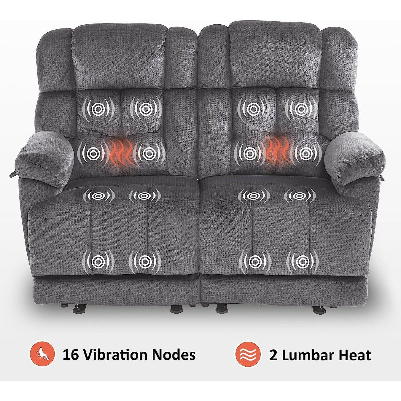 MCombo Electric Power Reclining Loveseat Sofa with Heat and Massage, Fabric 6237