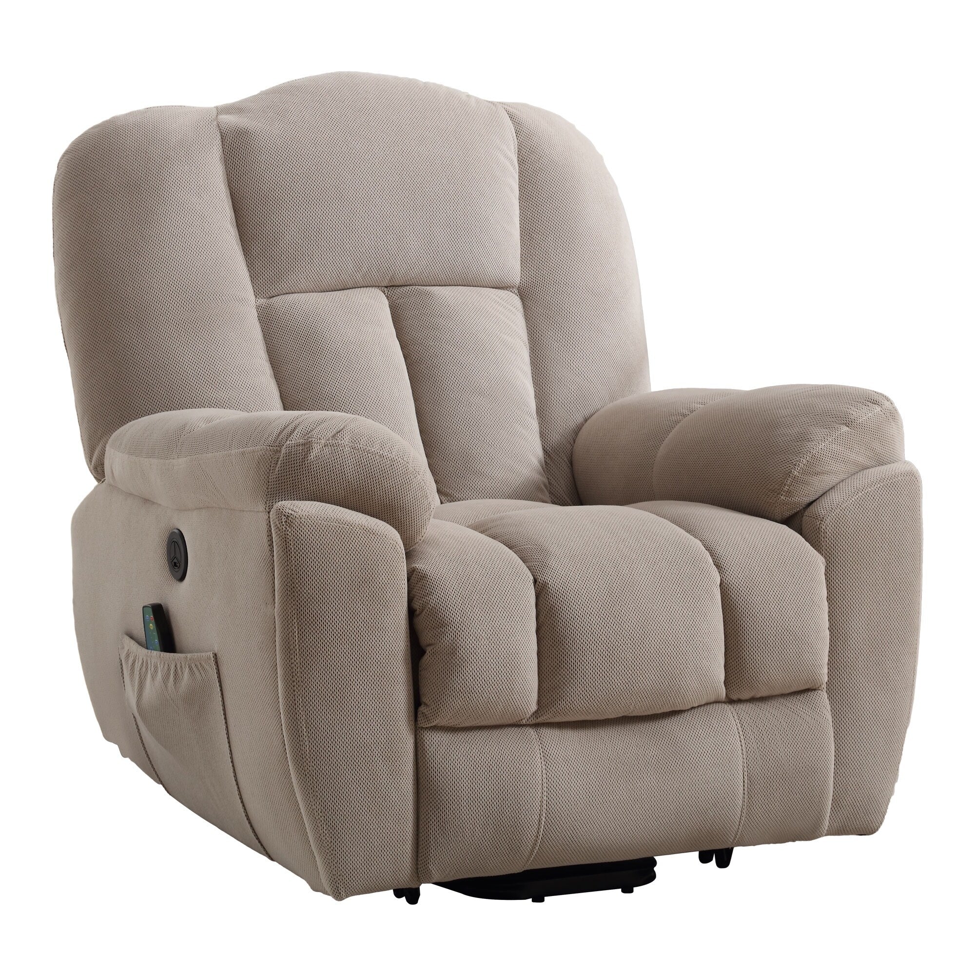 Grey Electric Power Lift Recliner Chair with Heat, Massage, Infinite Position, USB Charging, Side Pockets