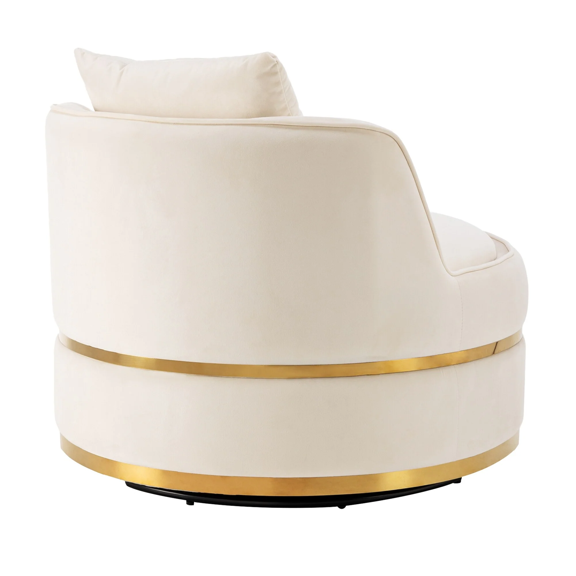 Velvet 360�� Swivel Accent Chair with Seat Cushion, Upholstered Barrel Chair with Stainless Steel Base Living Room Chair