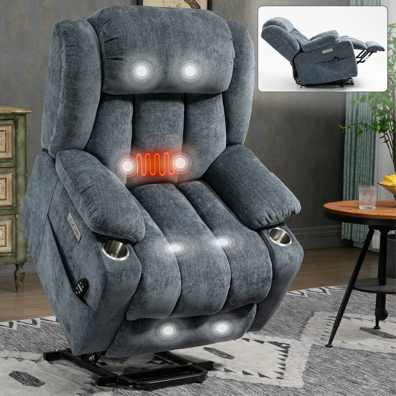 Chenille Power Lift Recliner Chair