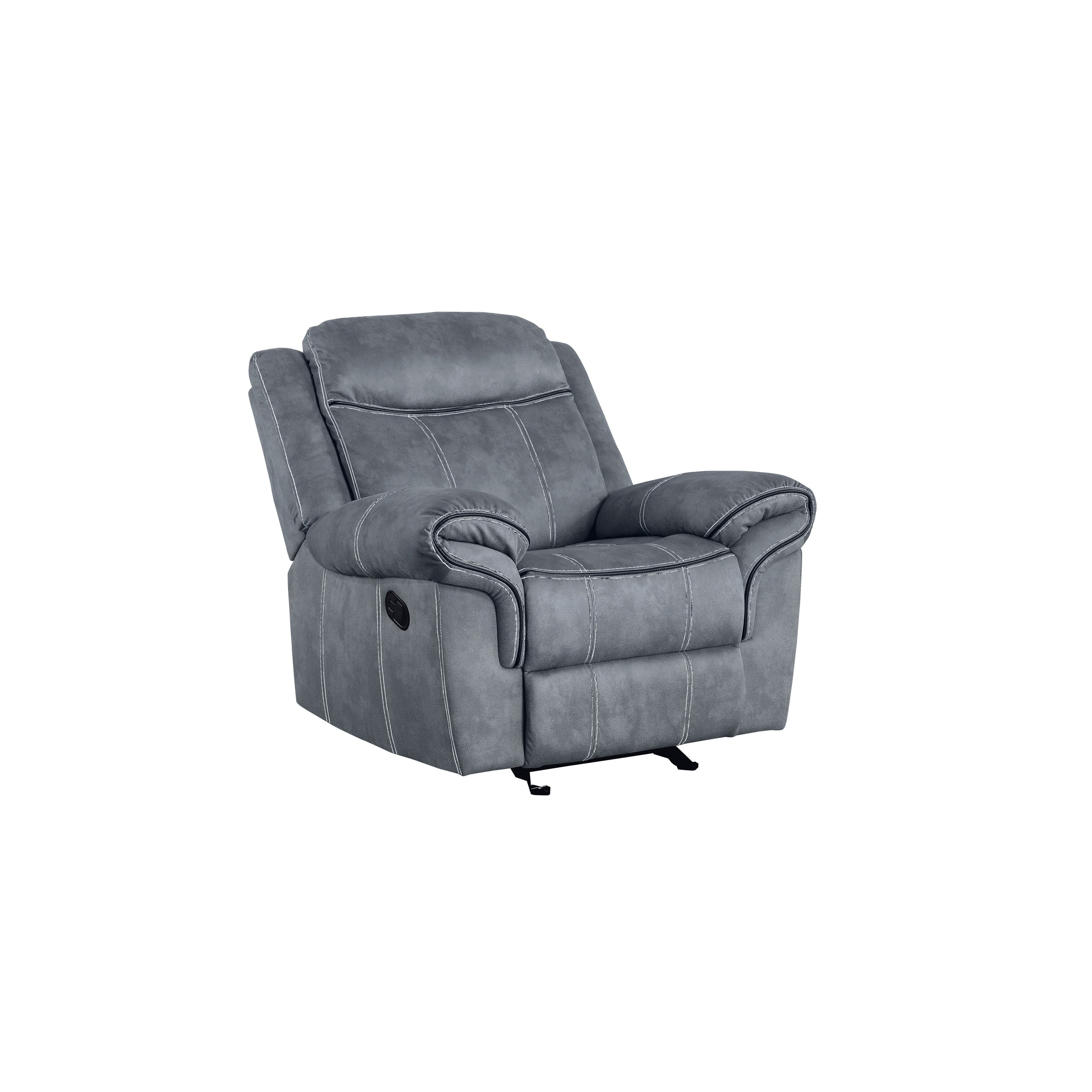 Two Tone Gray Velvet Glider Recliner