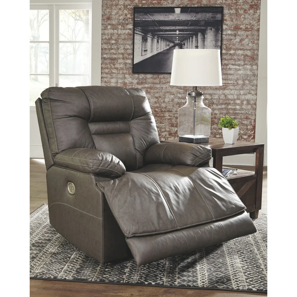Wurstrow Contemporary Power Recliner Adjustable Headrest Smoke