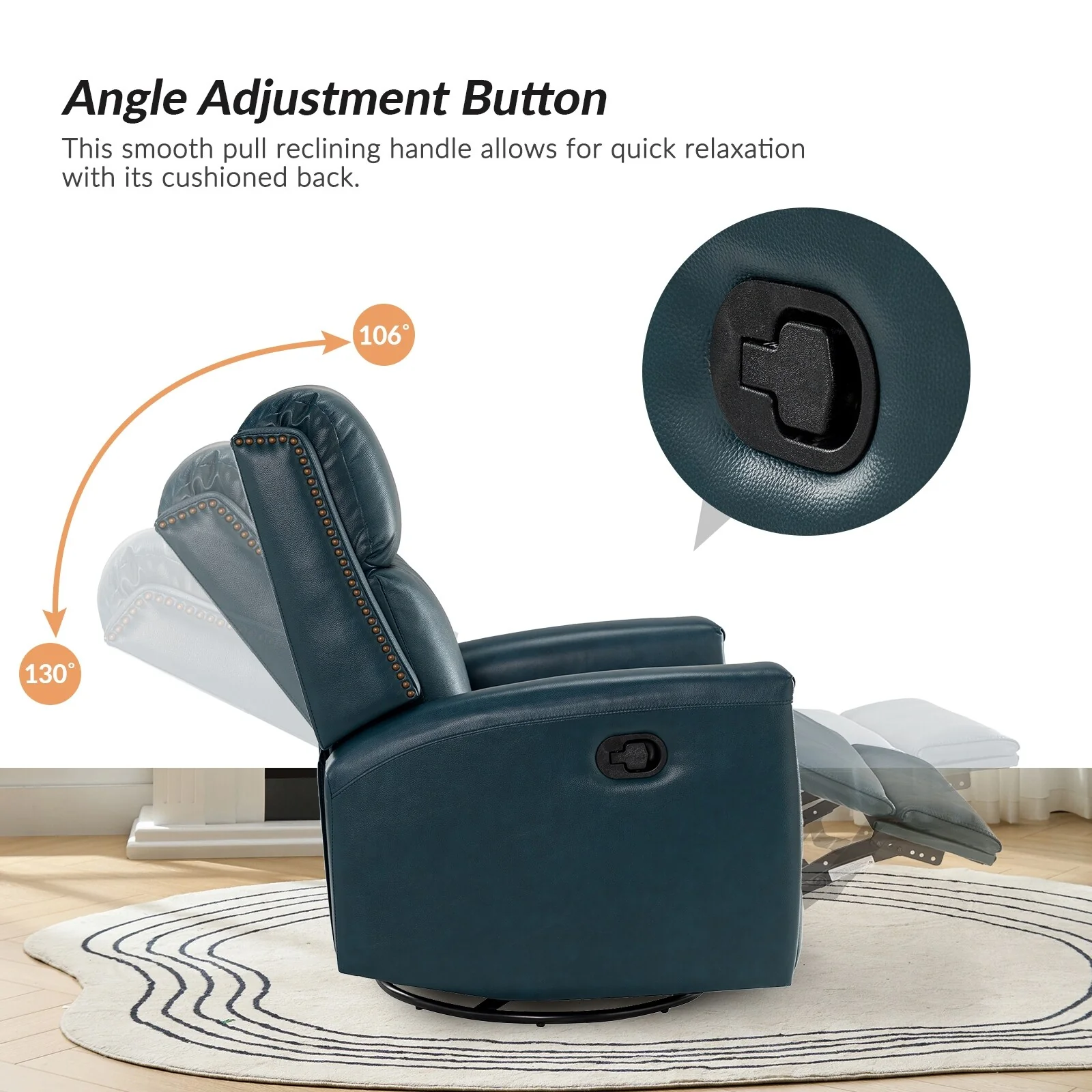 Fiacro 30.31Wide Modern Genuine Leather Wingback Swivel Rocker Recliner with Nailhead Trims, Set of 2