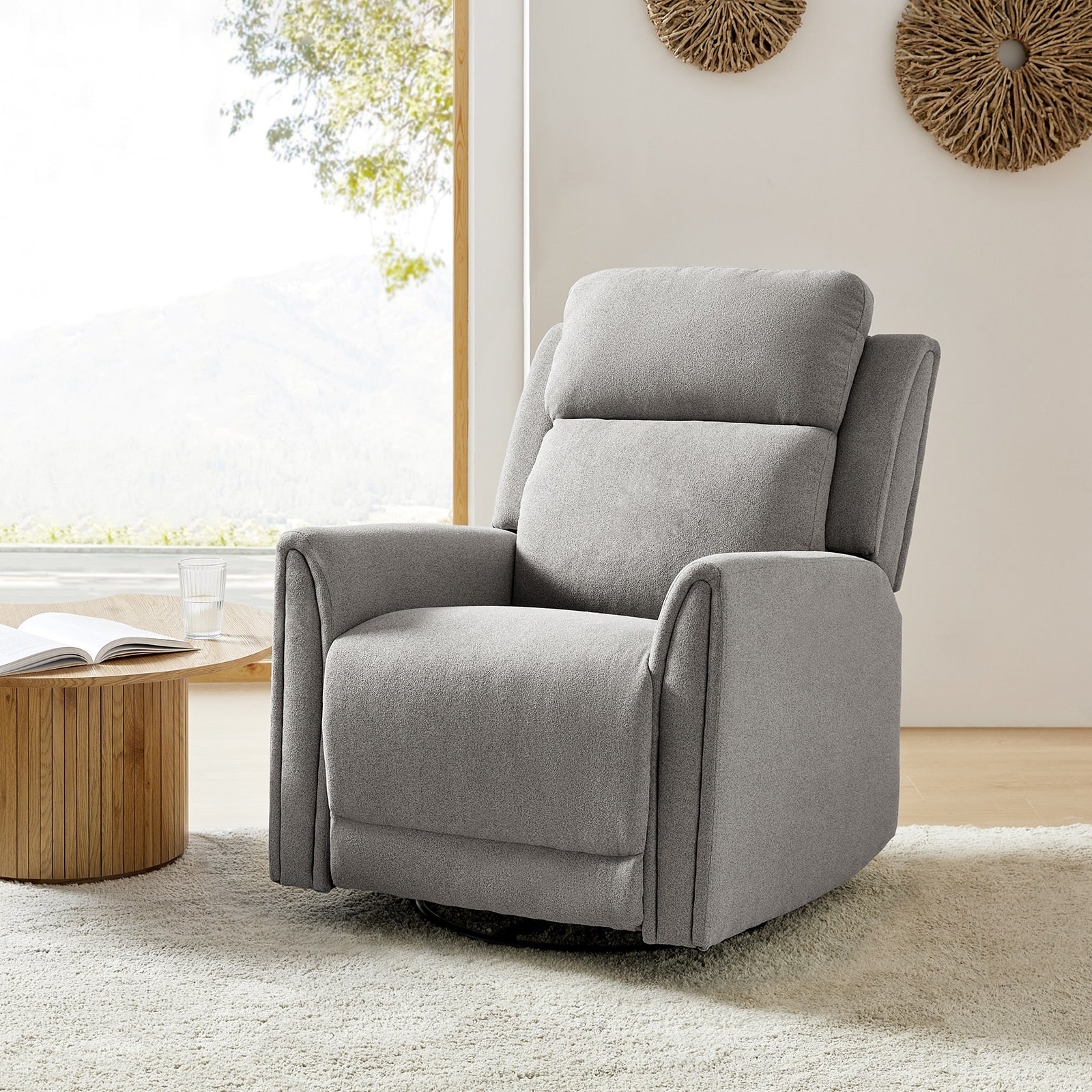 Amin Contemporary Swivel and Rocker Power Recliner with Headrest by HULALA HOME