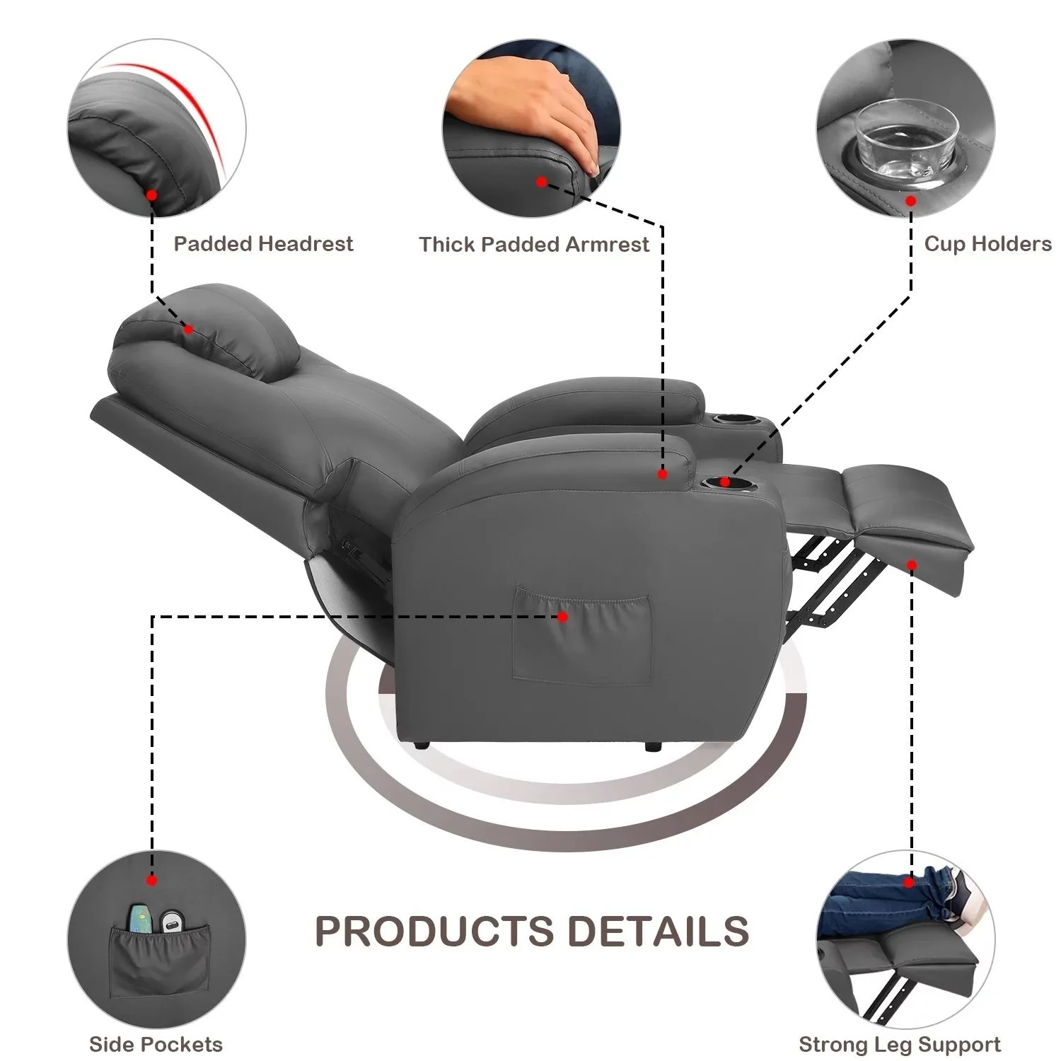 LACOO Power Lift Recliner PU Leather Reclining Chair with Massage