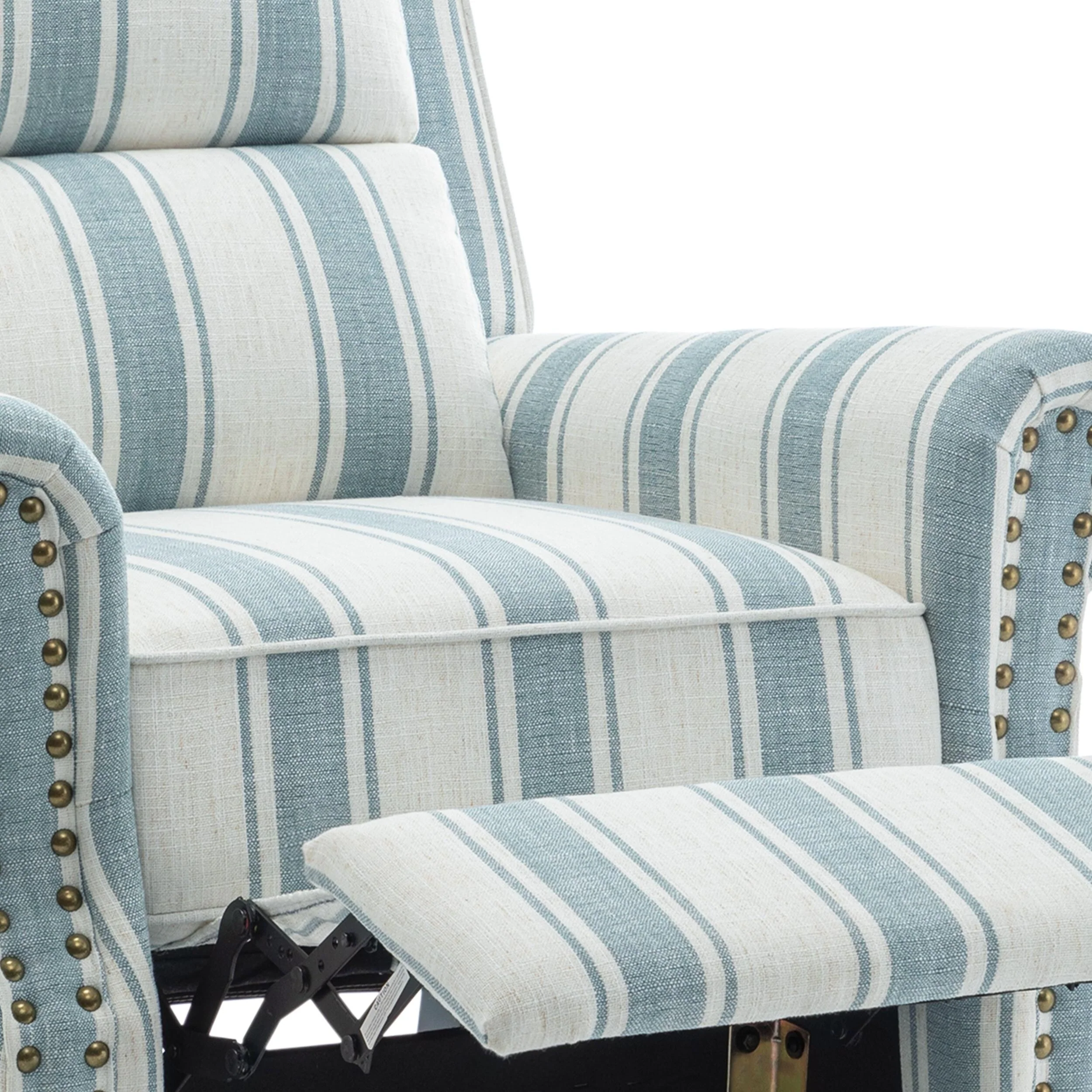 2 Set Manual Pushback Recliner Chair with Nailhead Trim