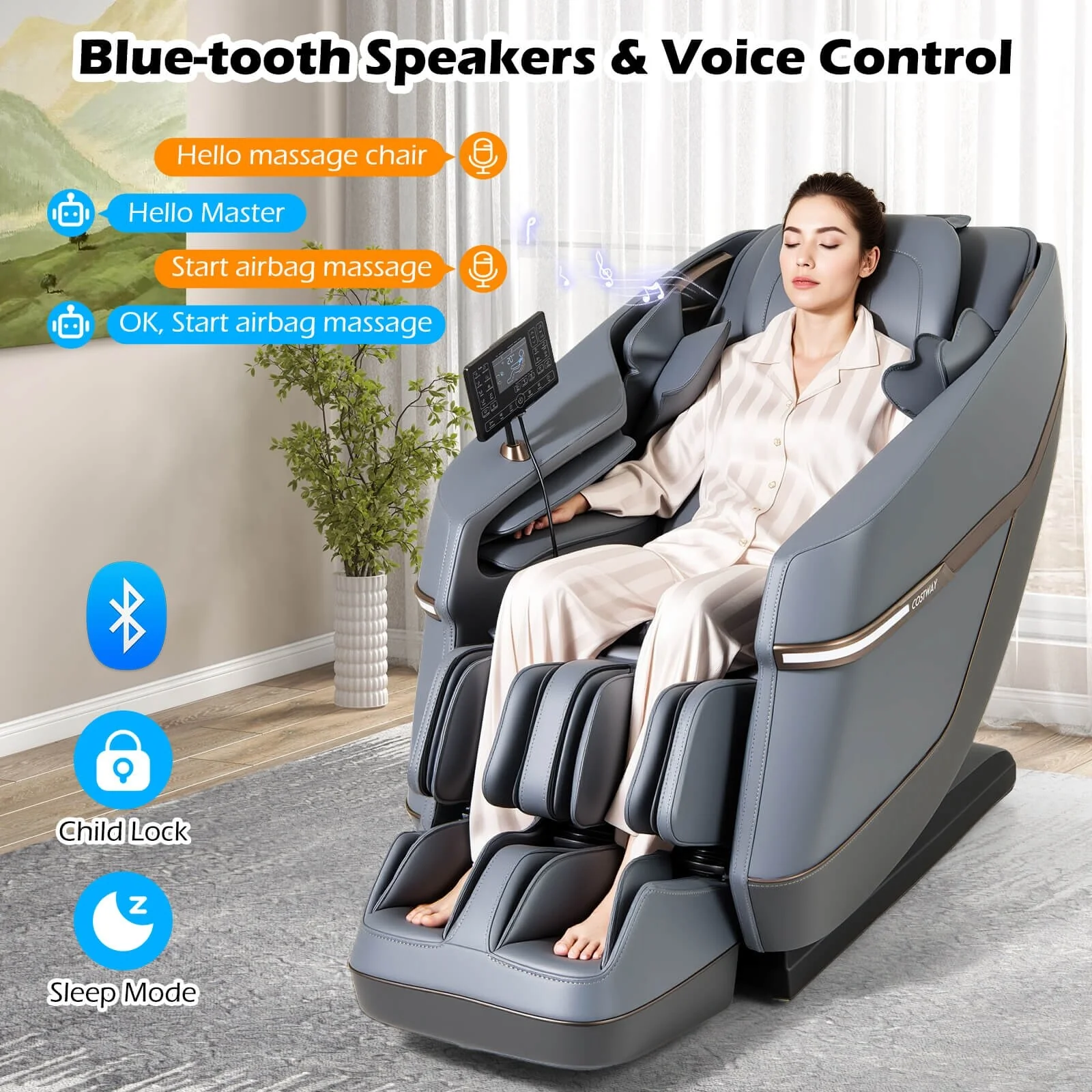 Costway Full Body Zero Gravity Massage Chair with Airbags Waist Heater