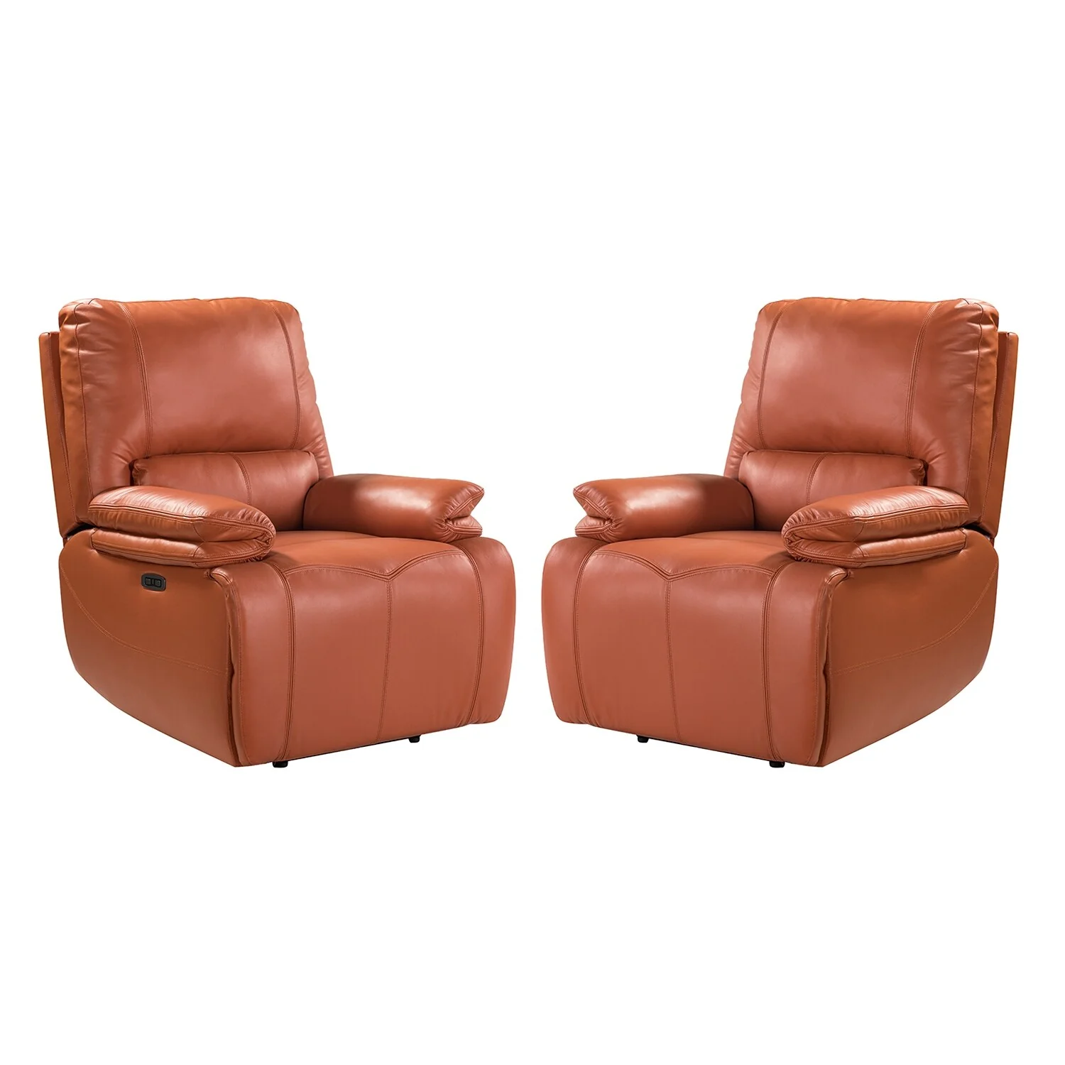 Clara Genuine Leather Power Recliner with Cushion Padded, Set of 2