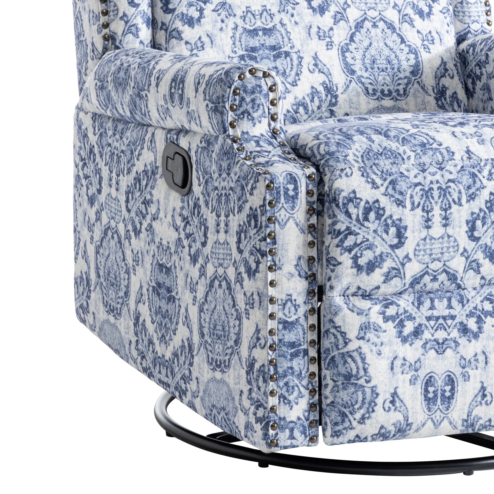 Linen Manual Swivel Base Recliner Chair with Footrest