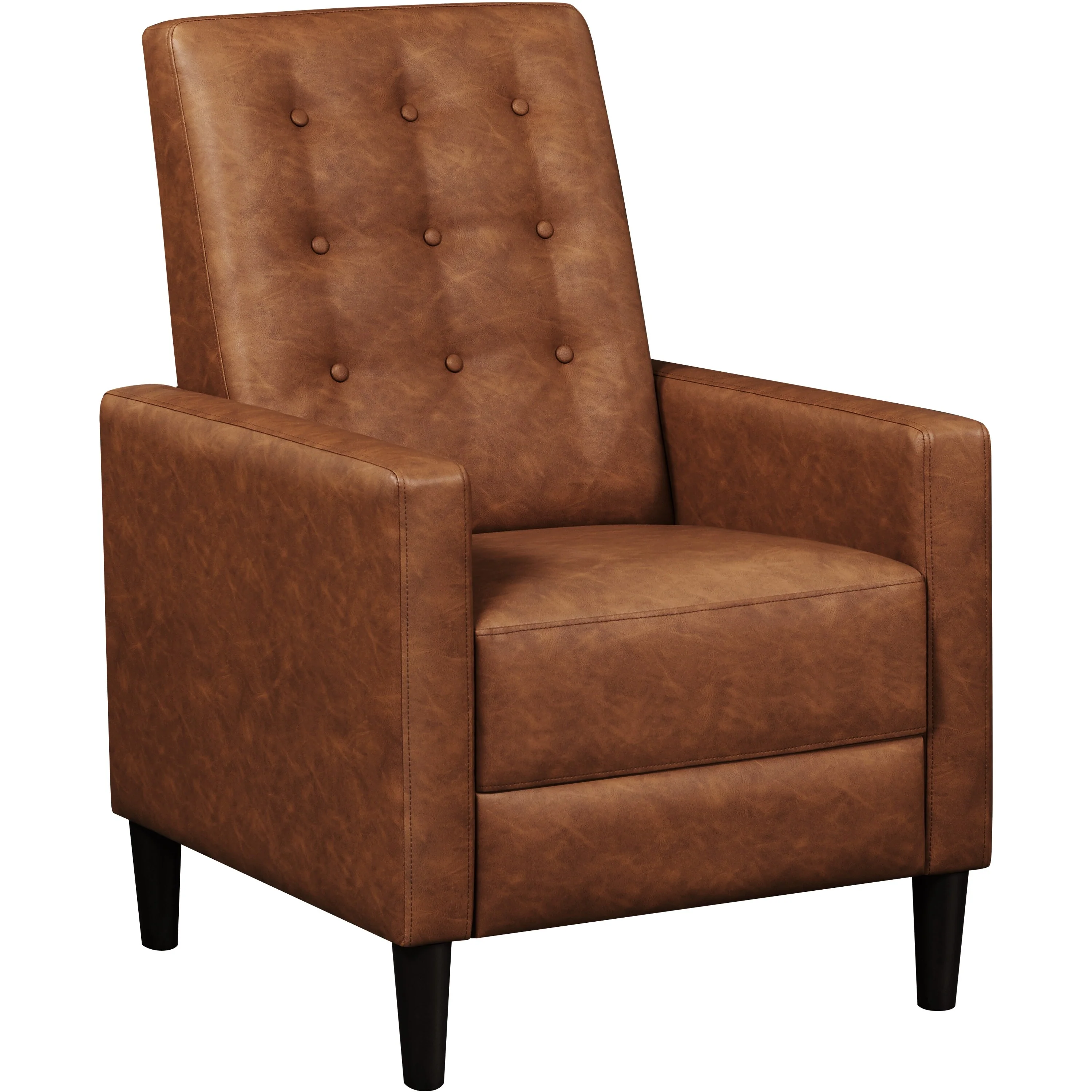 Yaheetech Modern Faux Leather Recliner Adjustable Back  Footrest Tufted Upholstered Sofa