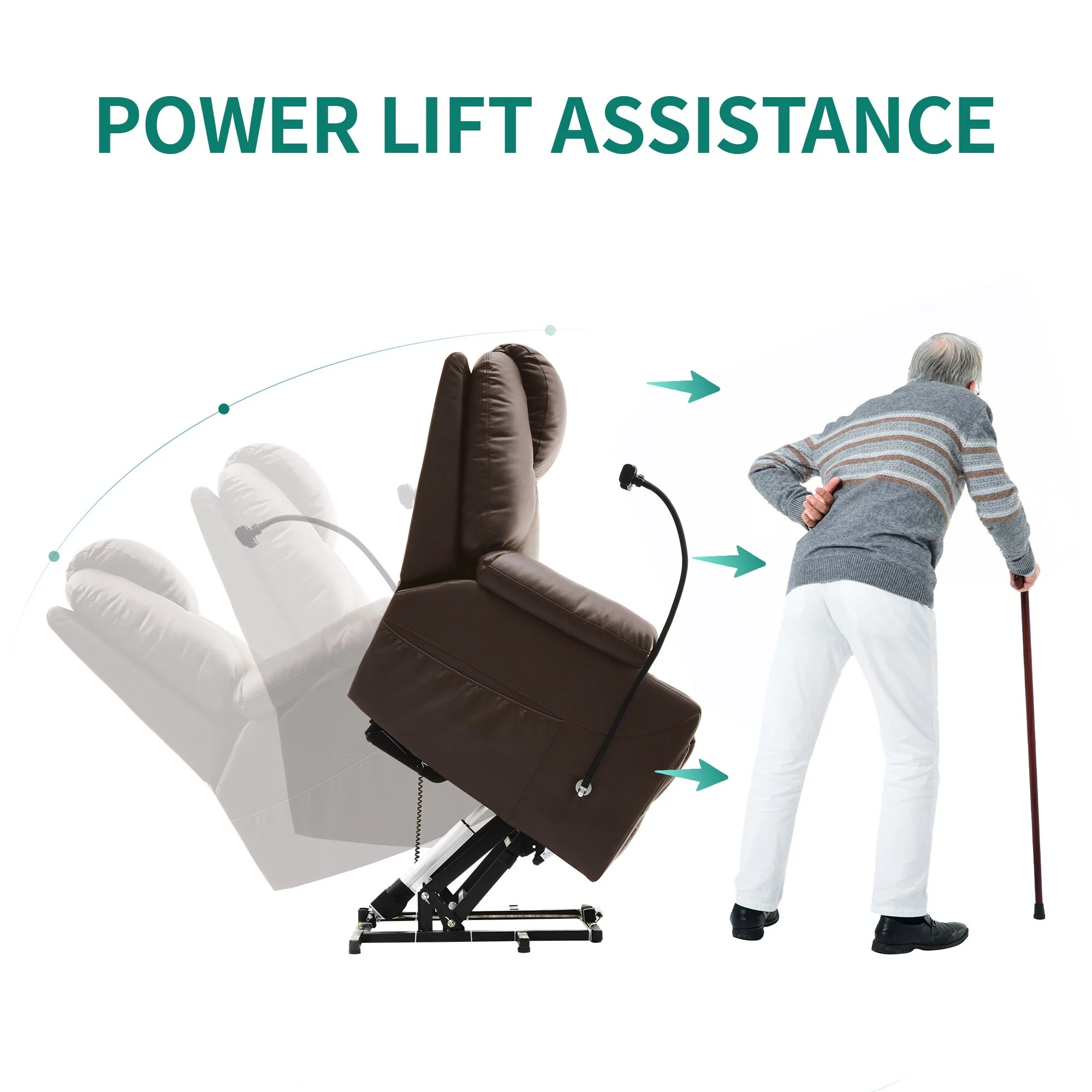 Modern Reclining Chair Fabric Massage with LED and Mobile Phone Holder