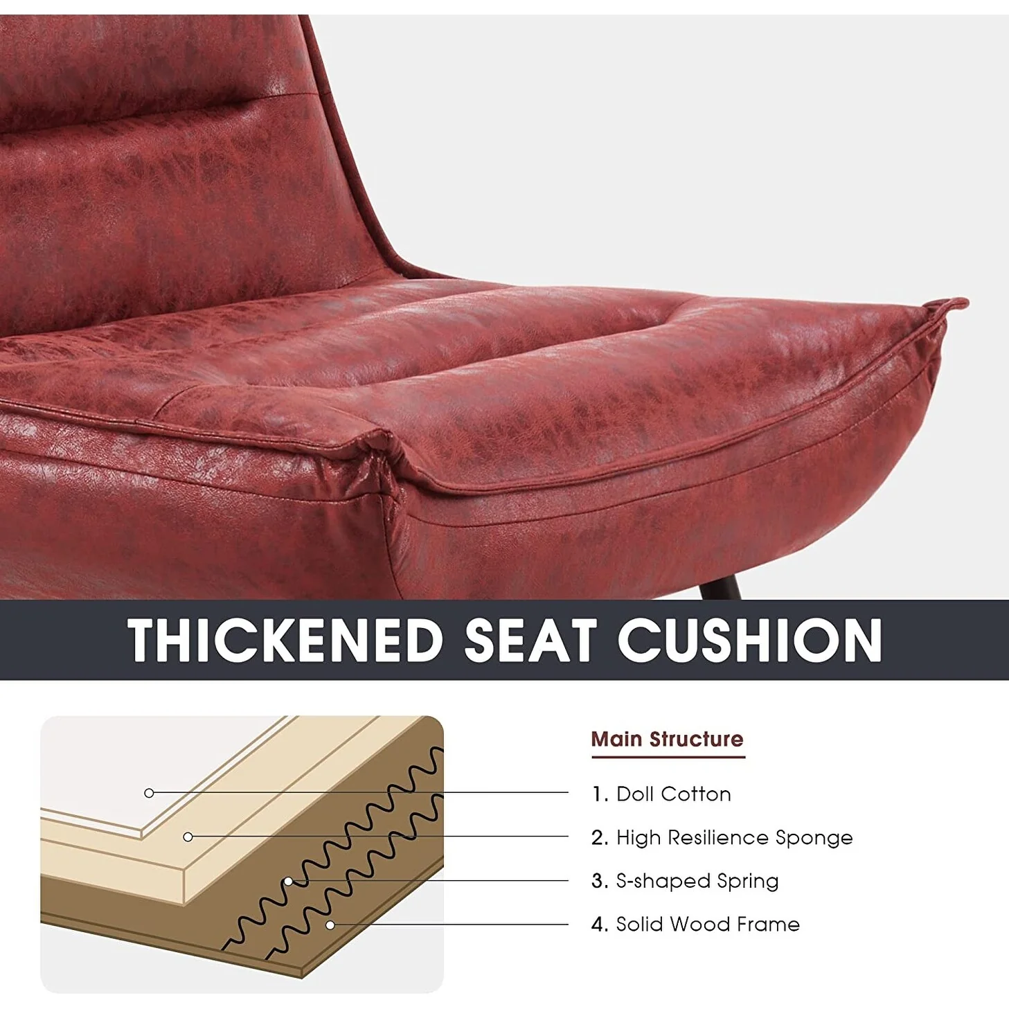 MCombo Modern Chair with Ottoman, Bronzing Fabric Upholstered Leisure Chairs