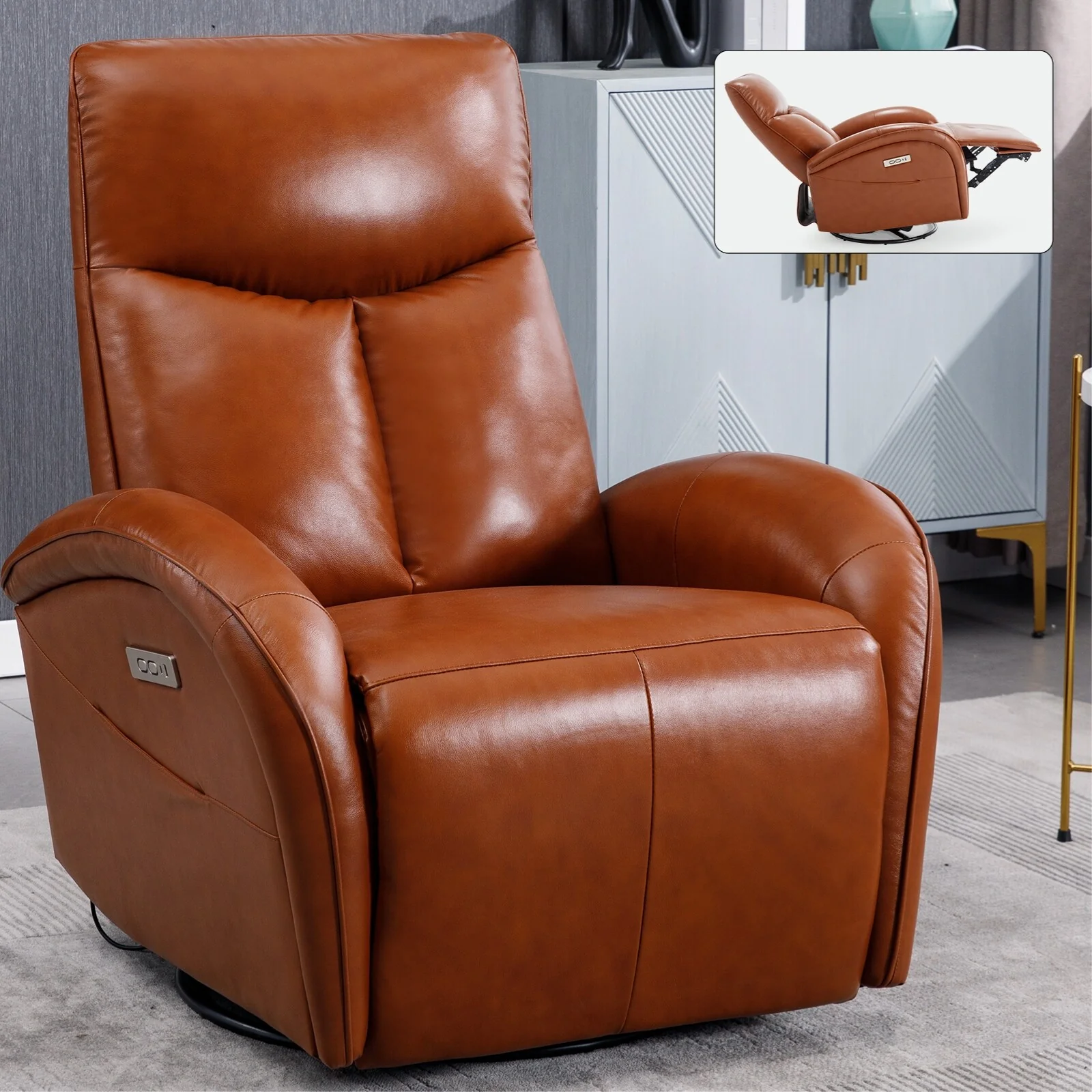 Armless Power Glider Recliner Chair with USB?C Charging & High Backrest