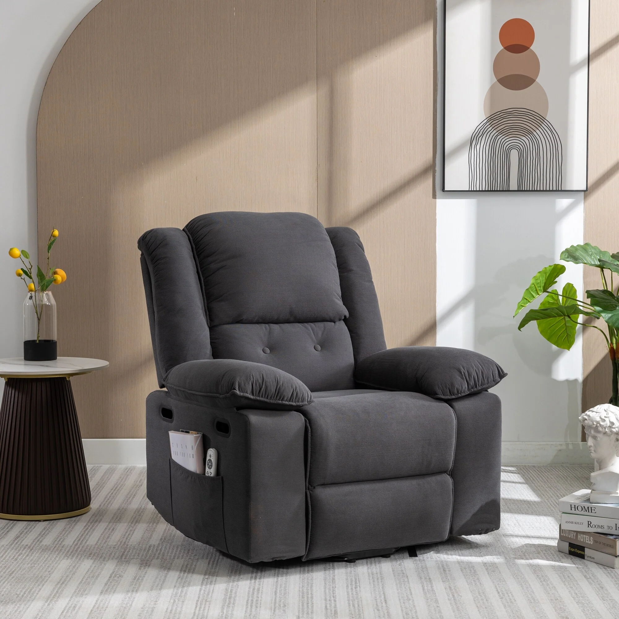 Beige Power Lift Recliner with Massage, Heat, and Adjustable Recline