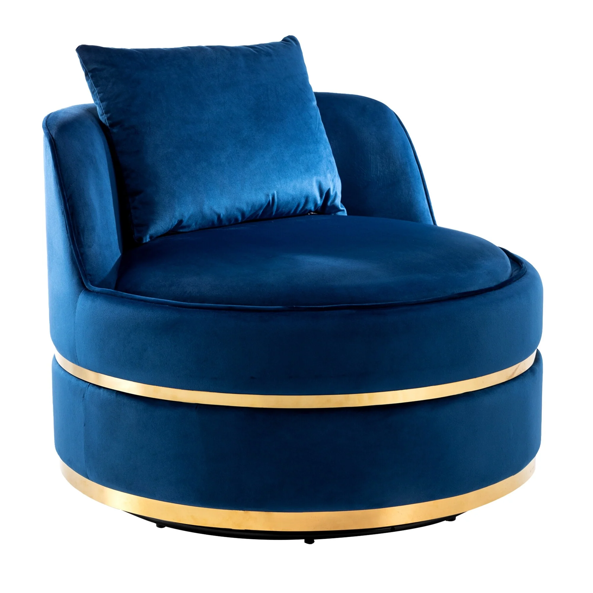 Velvet 360�� Swivel Accent Chair with Seat Cushion, Upholstered Barrel Chair with Stainless Steel Base Living Room Chair