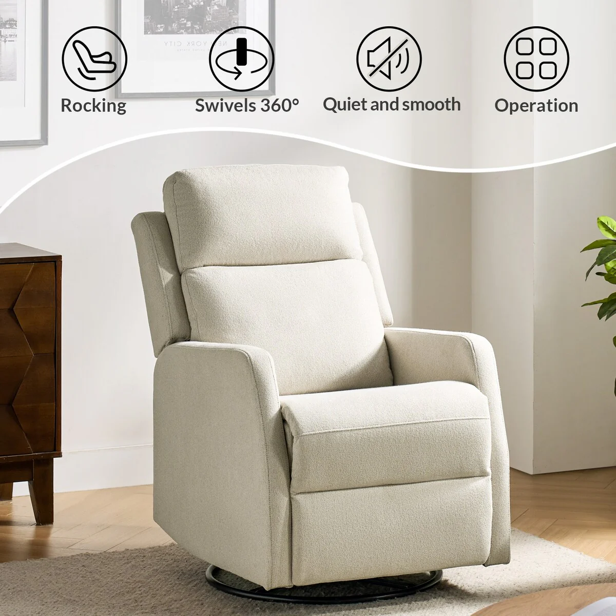 Julian Modern Swivel Rocker Manual Recliner Set of 2 by HULALA HOME