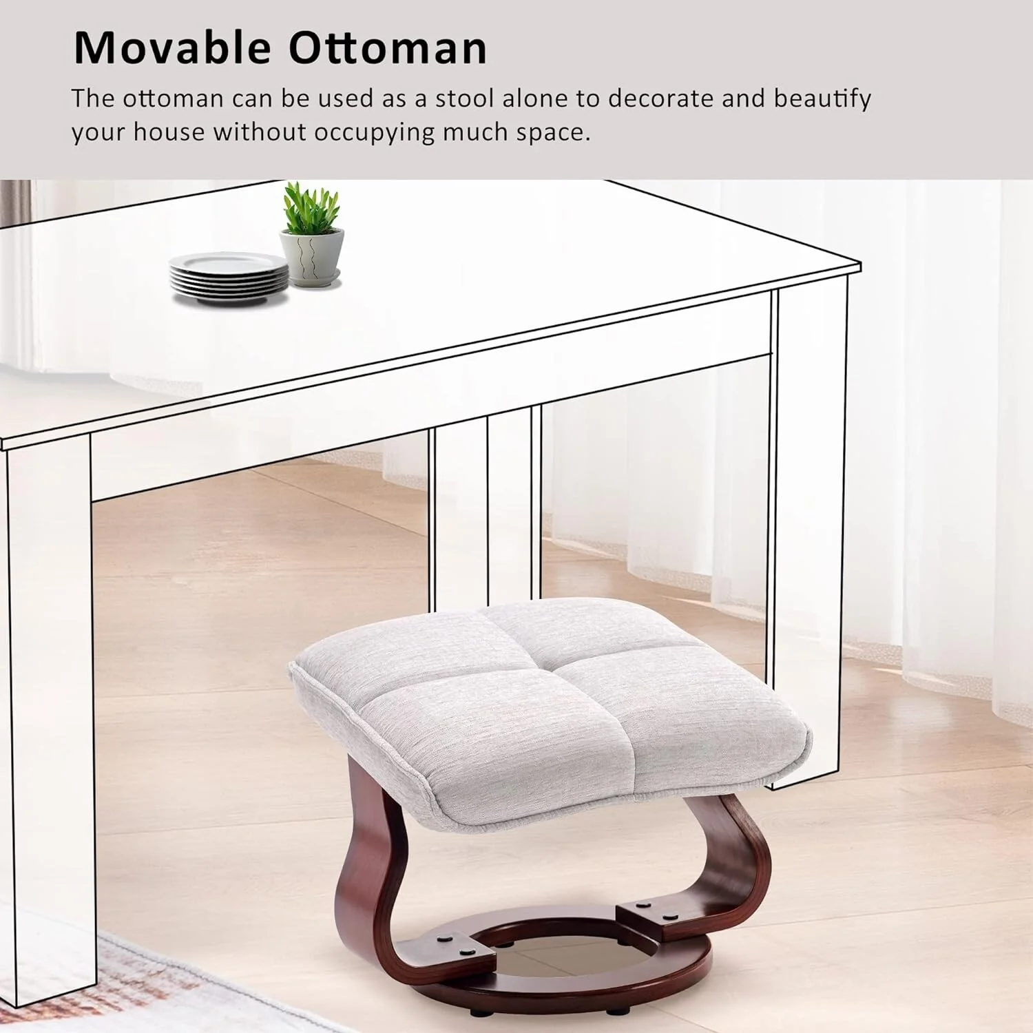 MCombo Set of 2 Swivel Recliner with Ottoman and Neck Pillow,Chenille Fabric