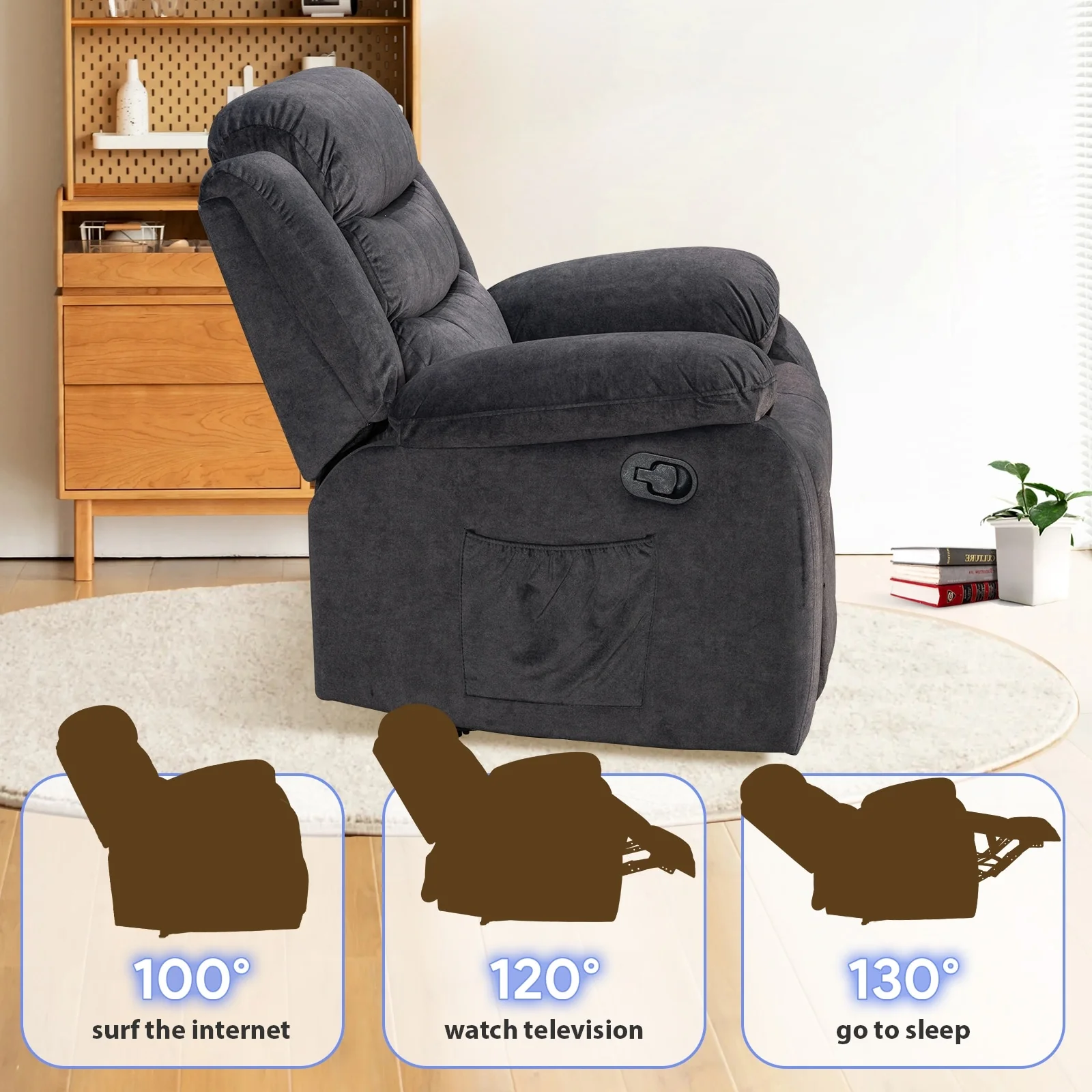 Super Soft Manual Heated and Massage Recliner Chair