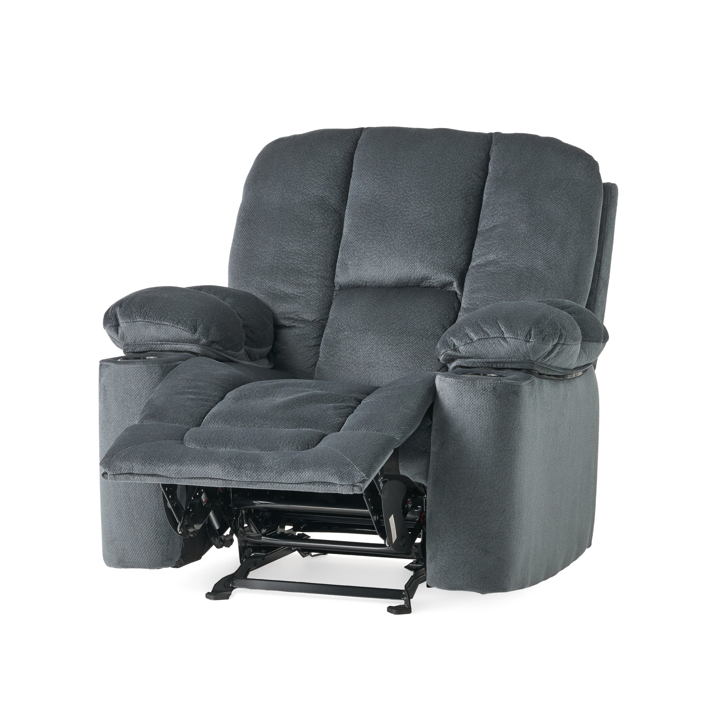 Roomfitters Luxurious Manual Recliner Chair in Chocolate with Skin-Friendly Fabric and Dual Cup Holders