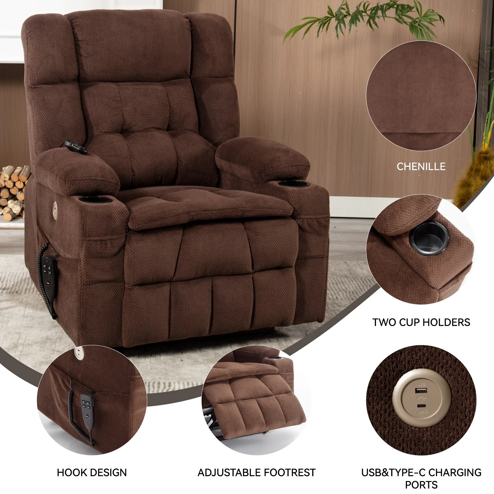 Chenille Power Lift Recliner Chair