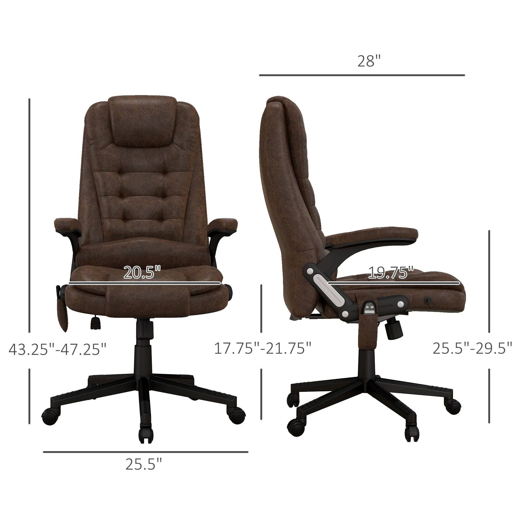 HOMCOM 6 Point Vibrating Massage Office Chair with Heat, Microfiber High Back Executive Office Chair with Reclining Backrest