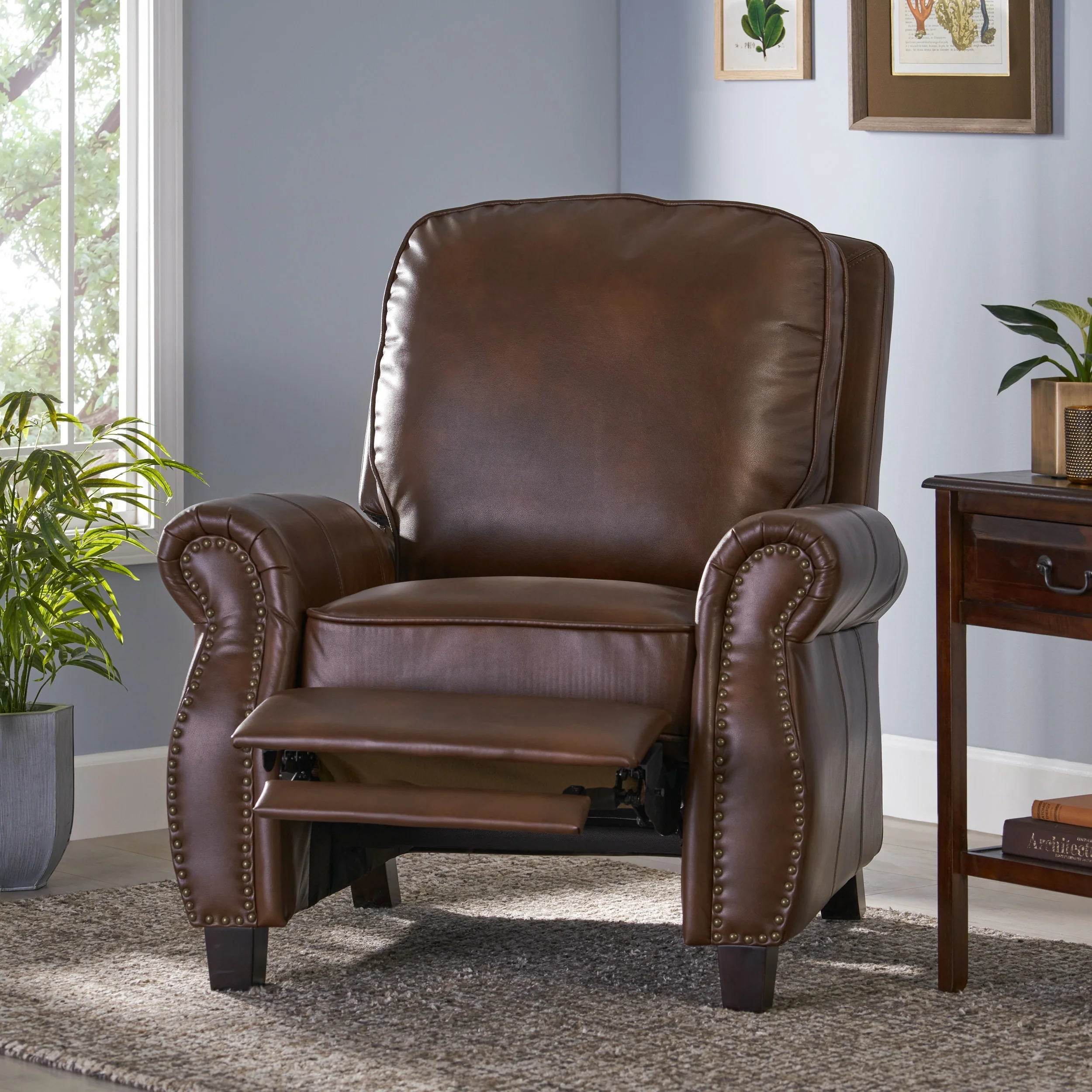 Neville 2-Tone PU Push Back Recliner by Christopher Knight Home