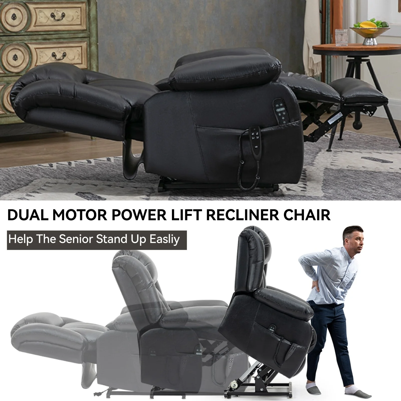 Power Lift Recliner Chair with 8-Point Vibration Massage