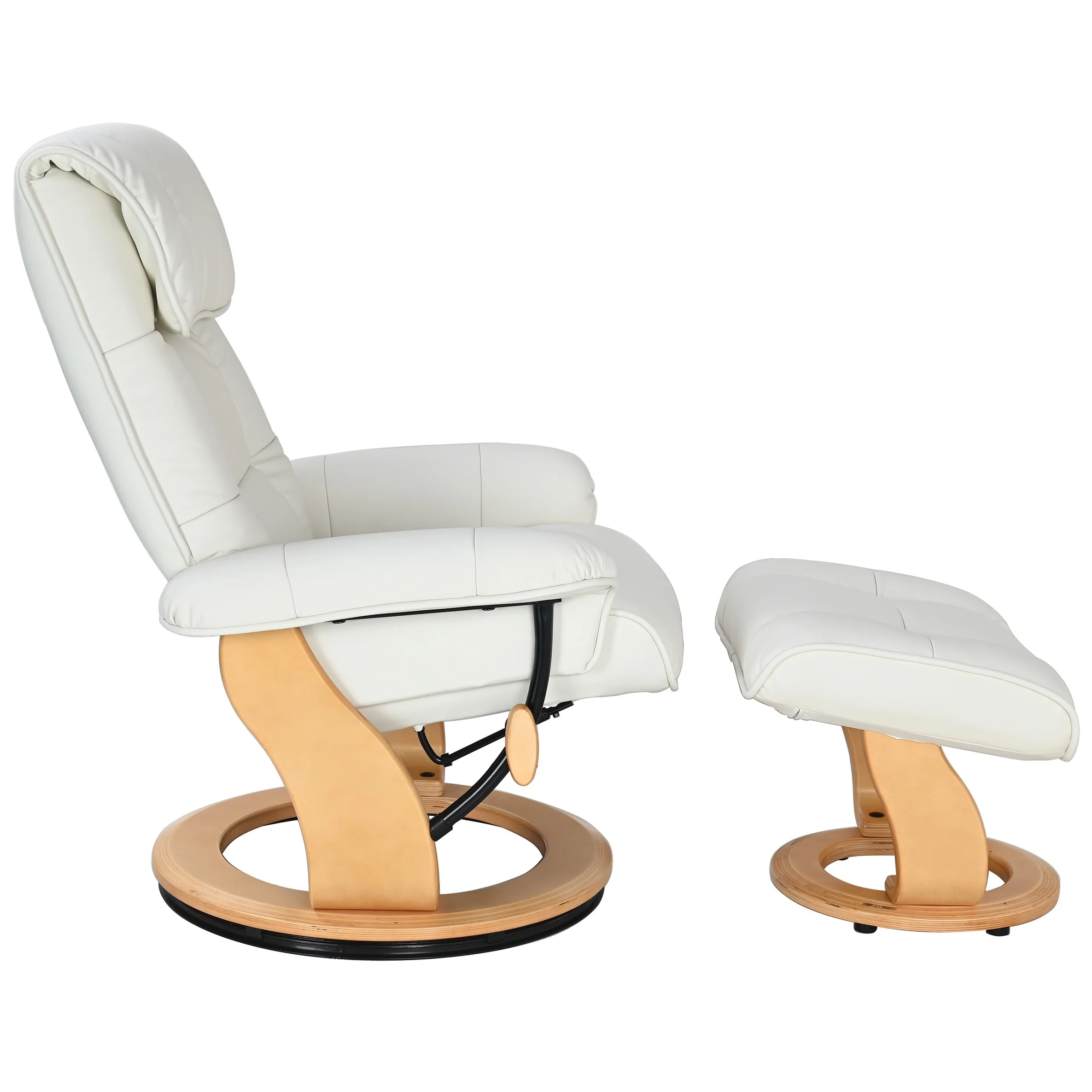 Copper Grove Caret Top Grain Leather Recliner and Ottoman